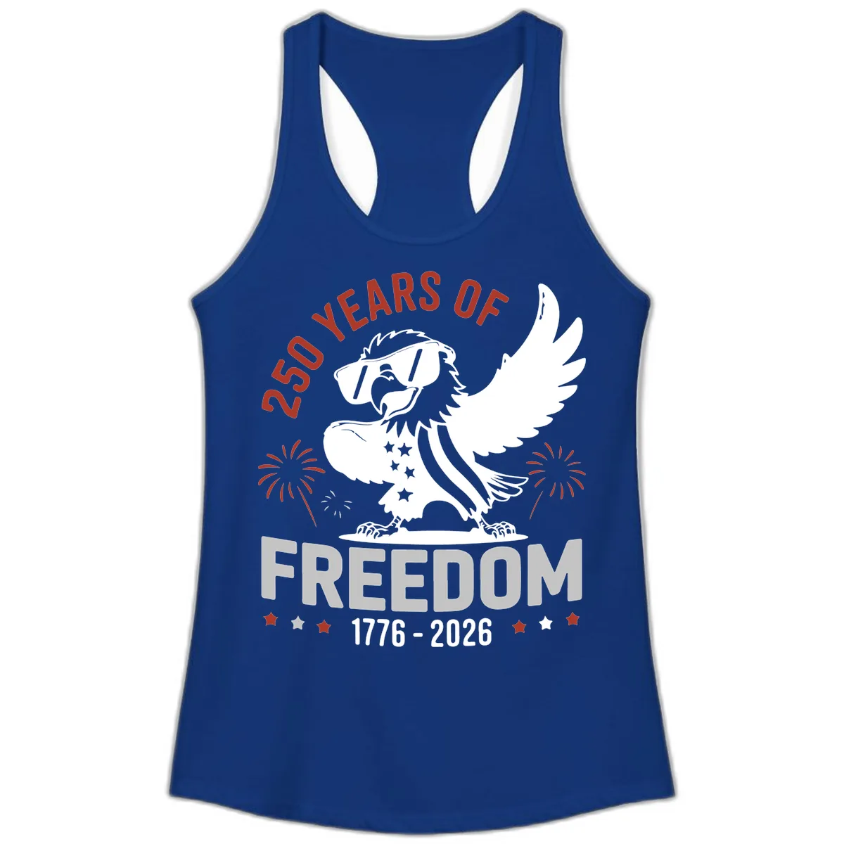 250 Years Of Freedom Eagle Celebration Ladies Tank in Solid Royal