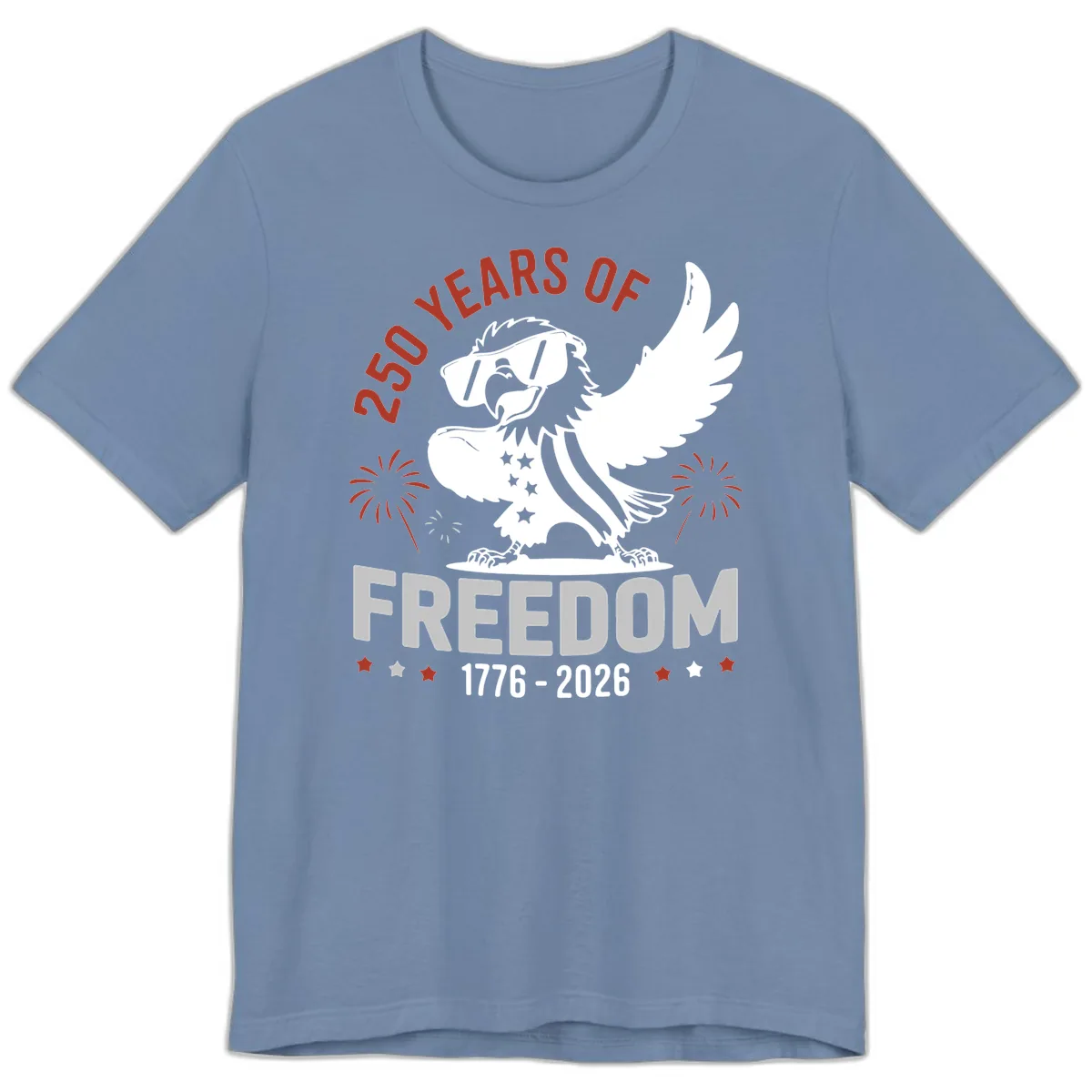 250 Years Of Freedom Eagle Celebration Premium T-Shirt in Steel Blue