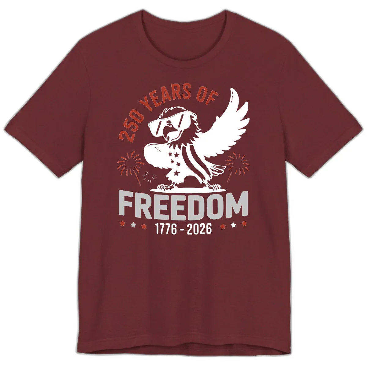 250 Years Of Freedom Eagle Celebration Premium T-Shirt in Heather Cardinal