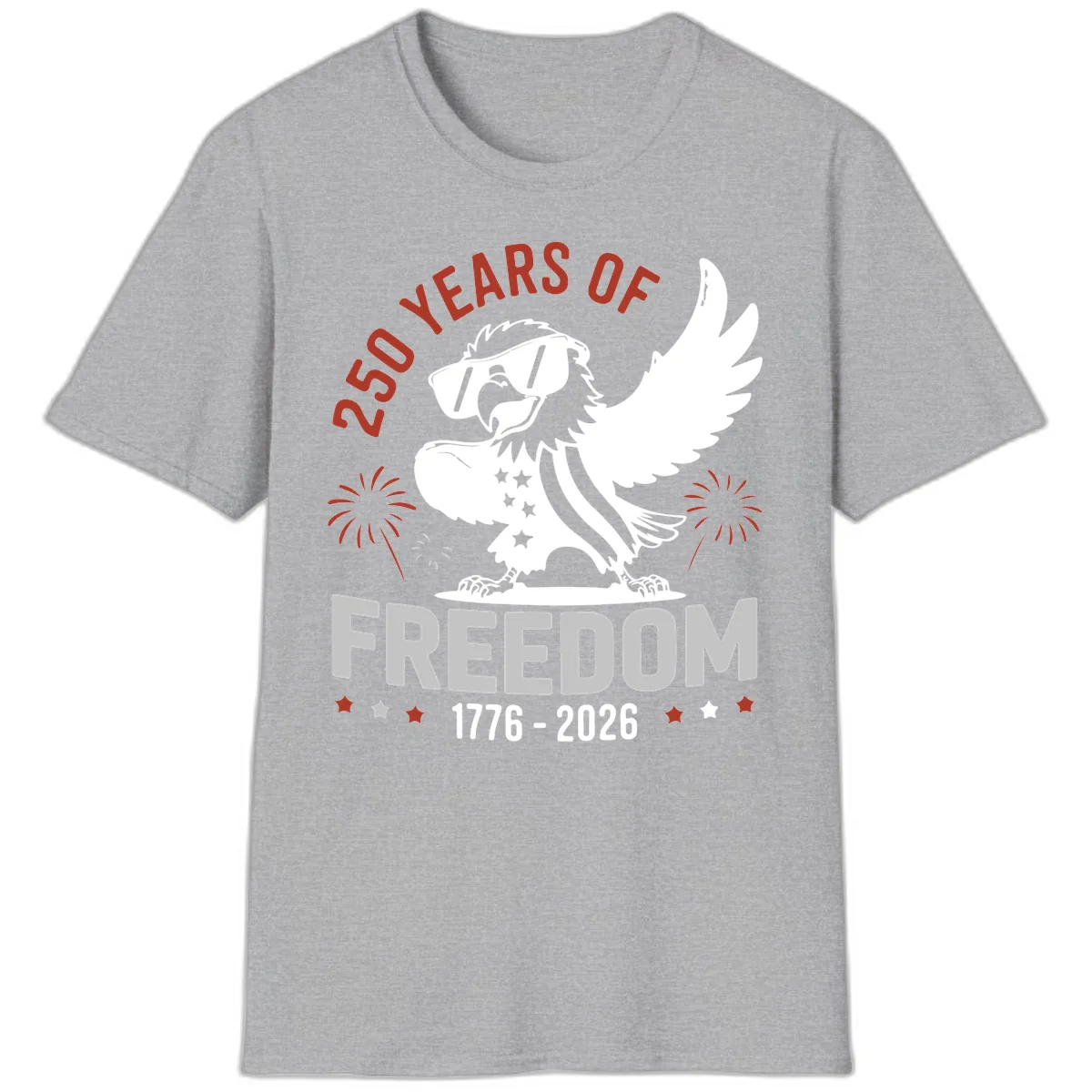 250 Years Of Freedom Eagle Celebration T-Shirt in Sport Grey