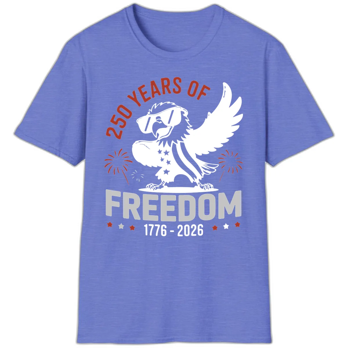250 Years Of Freedom Eagle Celebration T-Shirt in Heather Royal