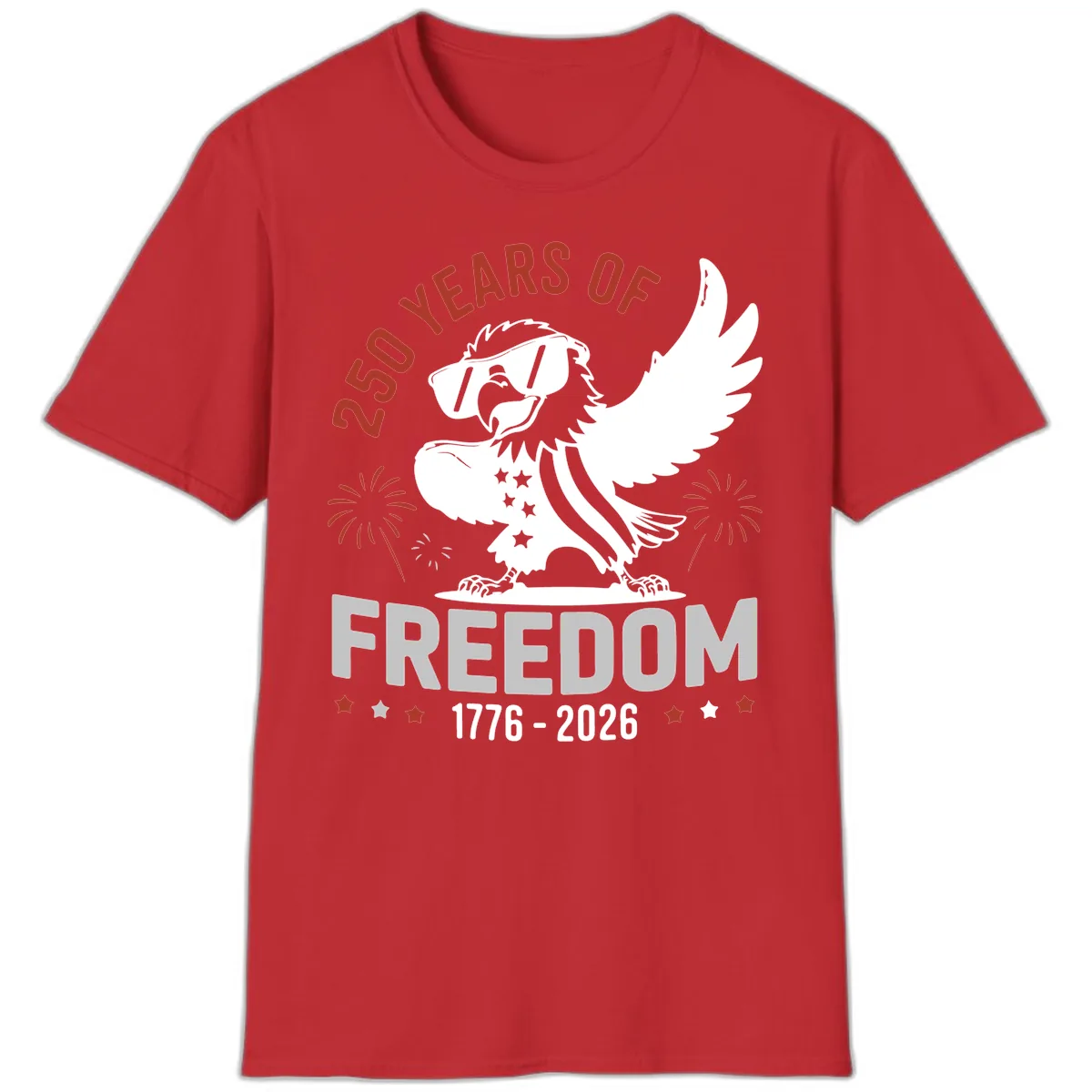 250 Years Of Freedom Eagle Celebration T-Shirt in Red