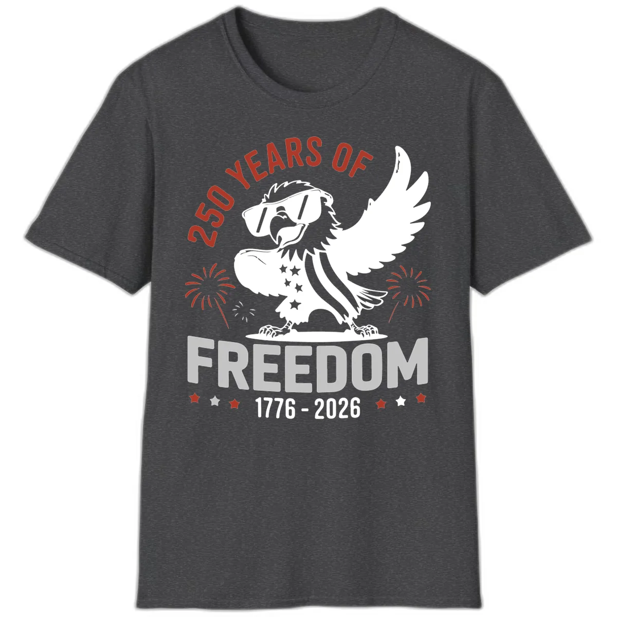 250 Years Of Freedom Eagle Celebration T-Shirt in Dark Heather