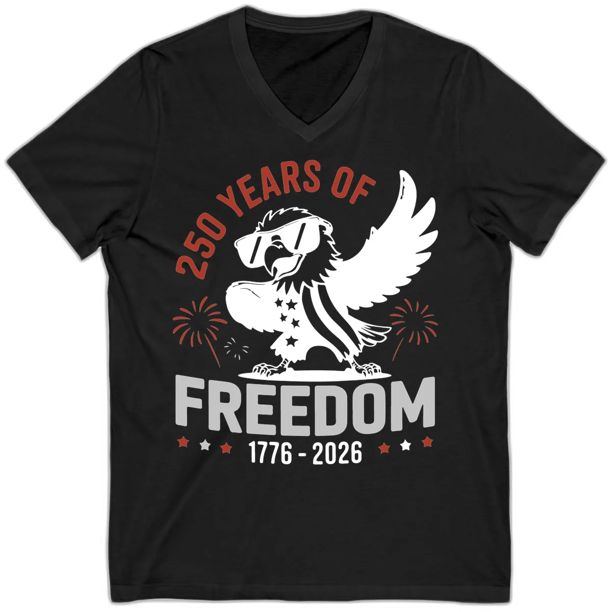 250 Years Of Freedom Eagle Celebration V-Neck in Black