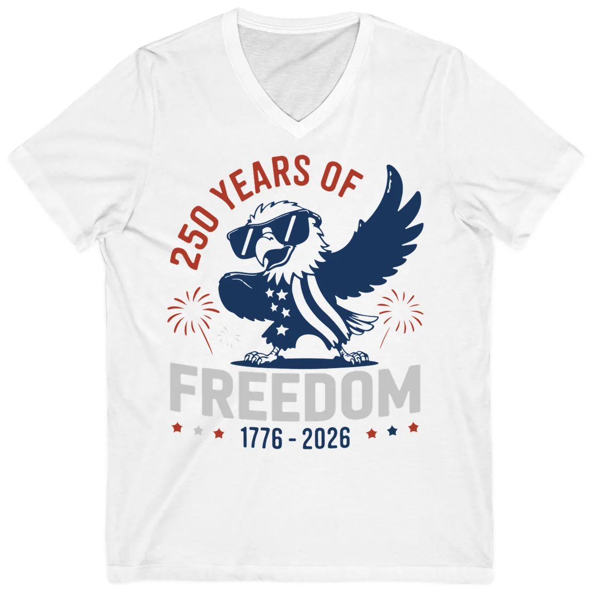 250 Years Of Freedom Eagle Celebration V-Neck in White