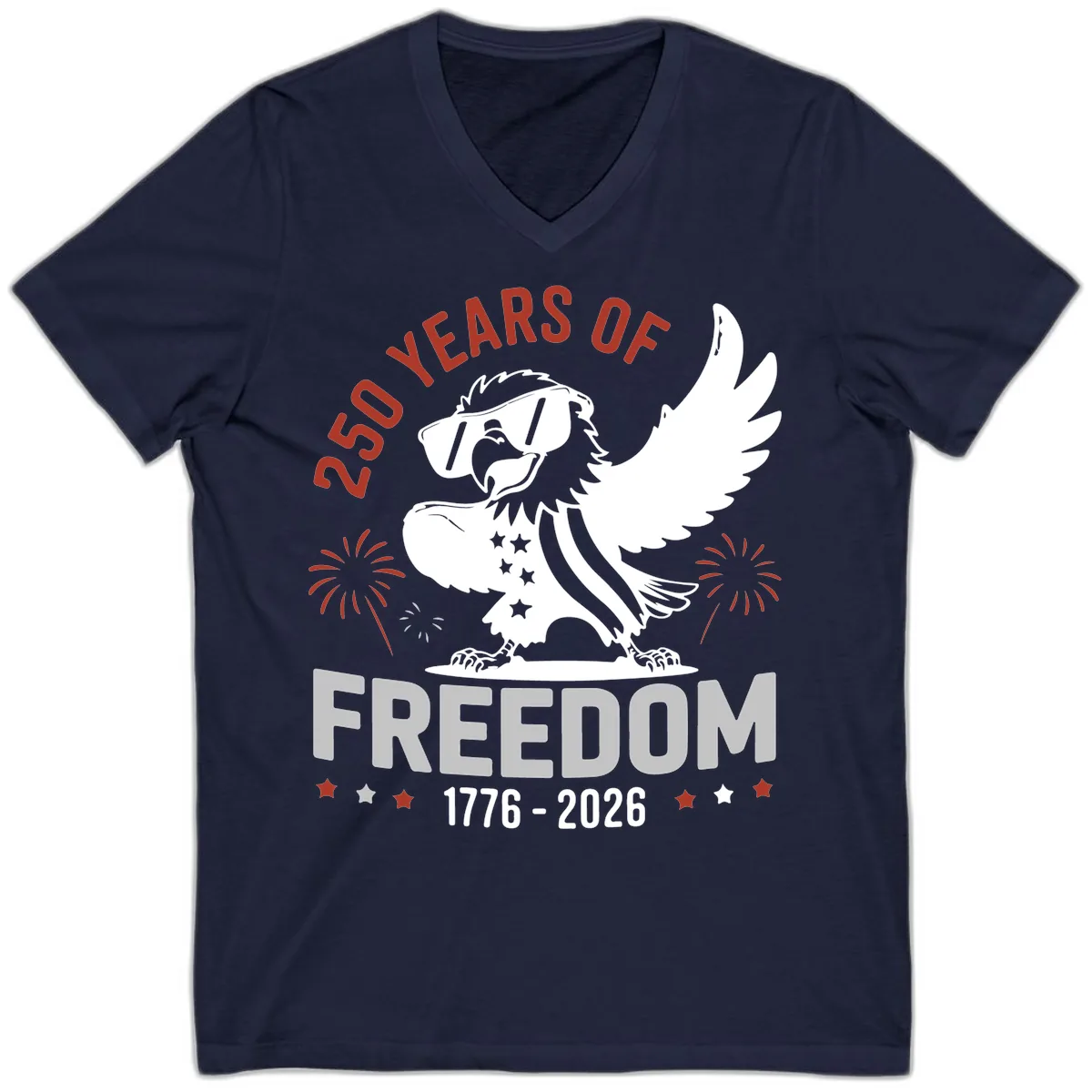 250 Years Of Freedom Eagle Celebration V-Neck in Navy