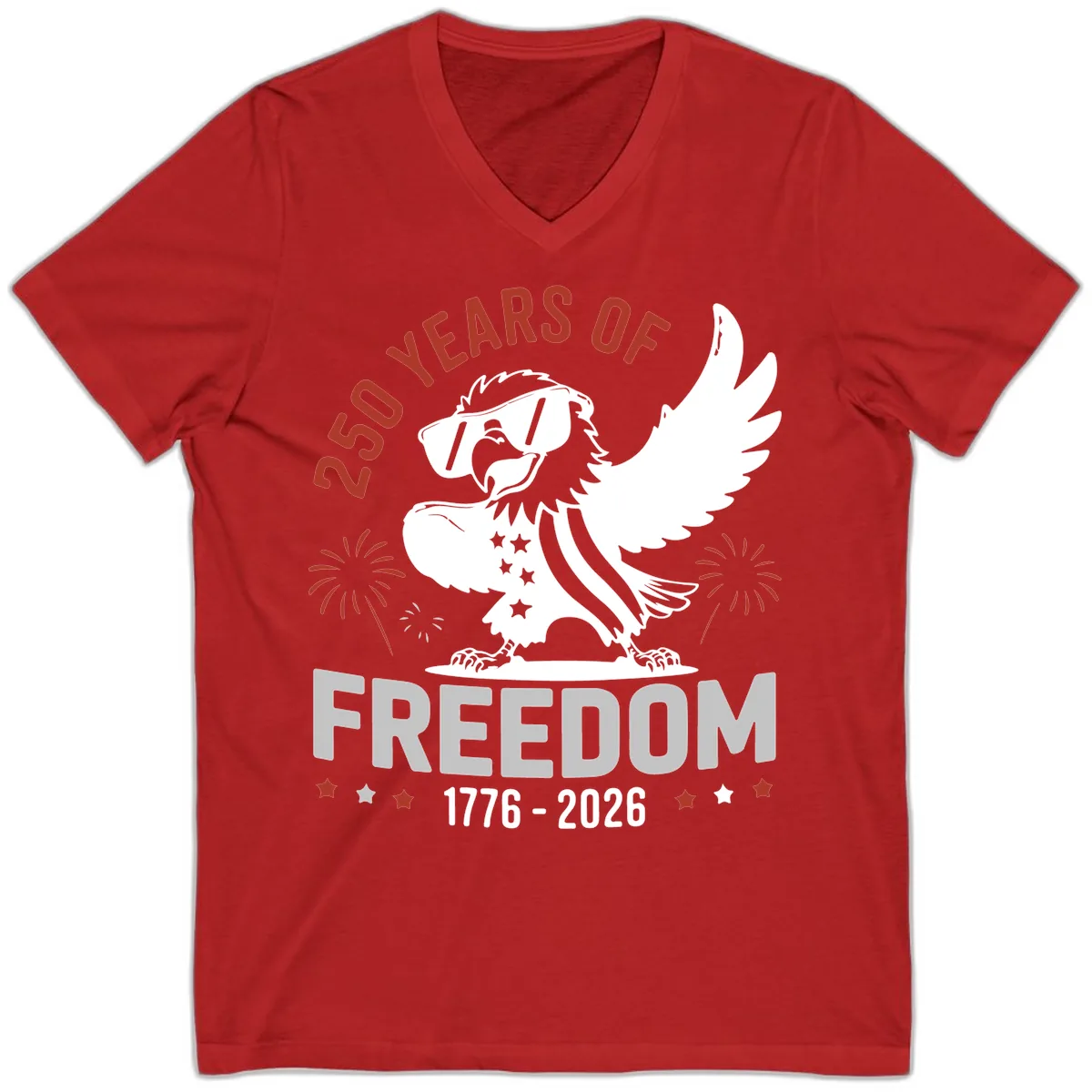 250 Years Of Freedom Eagle Celebration V-Neck in Red