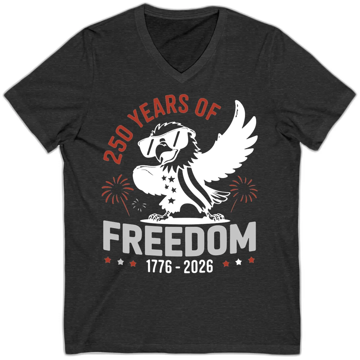 250 Years Of Freedom Eagle Celebration V-Neck in Dark Grey Heather