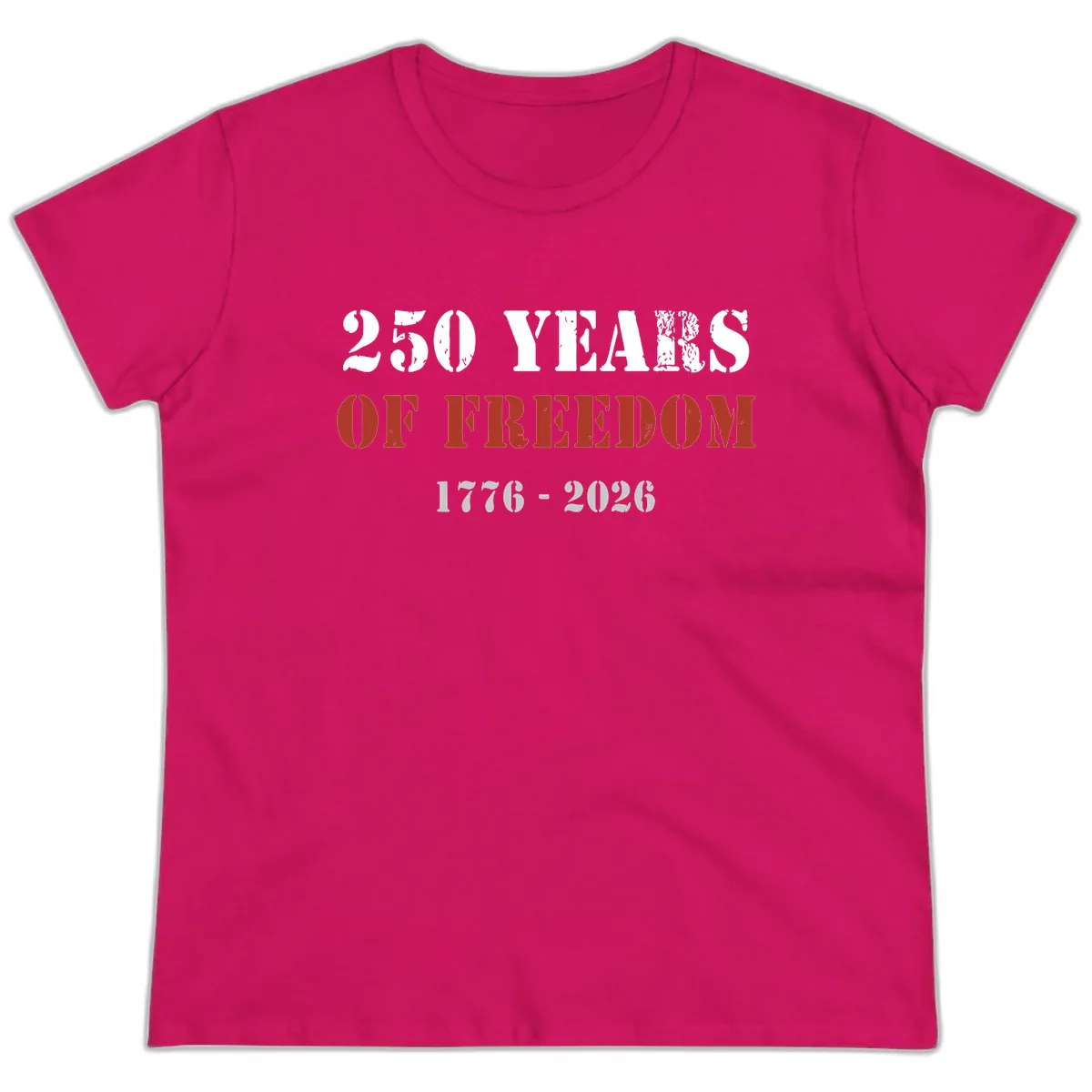250 Years Of Freedom Celebration Ladies Tee in Heliconia
