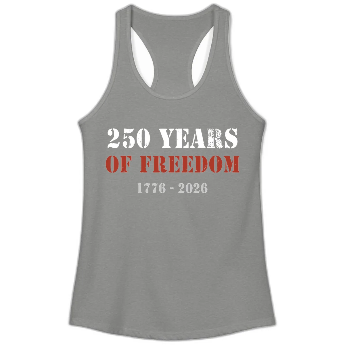 250 Years Of Freedom Celebration Ladies Tank in Heather Grey