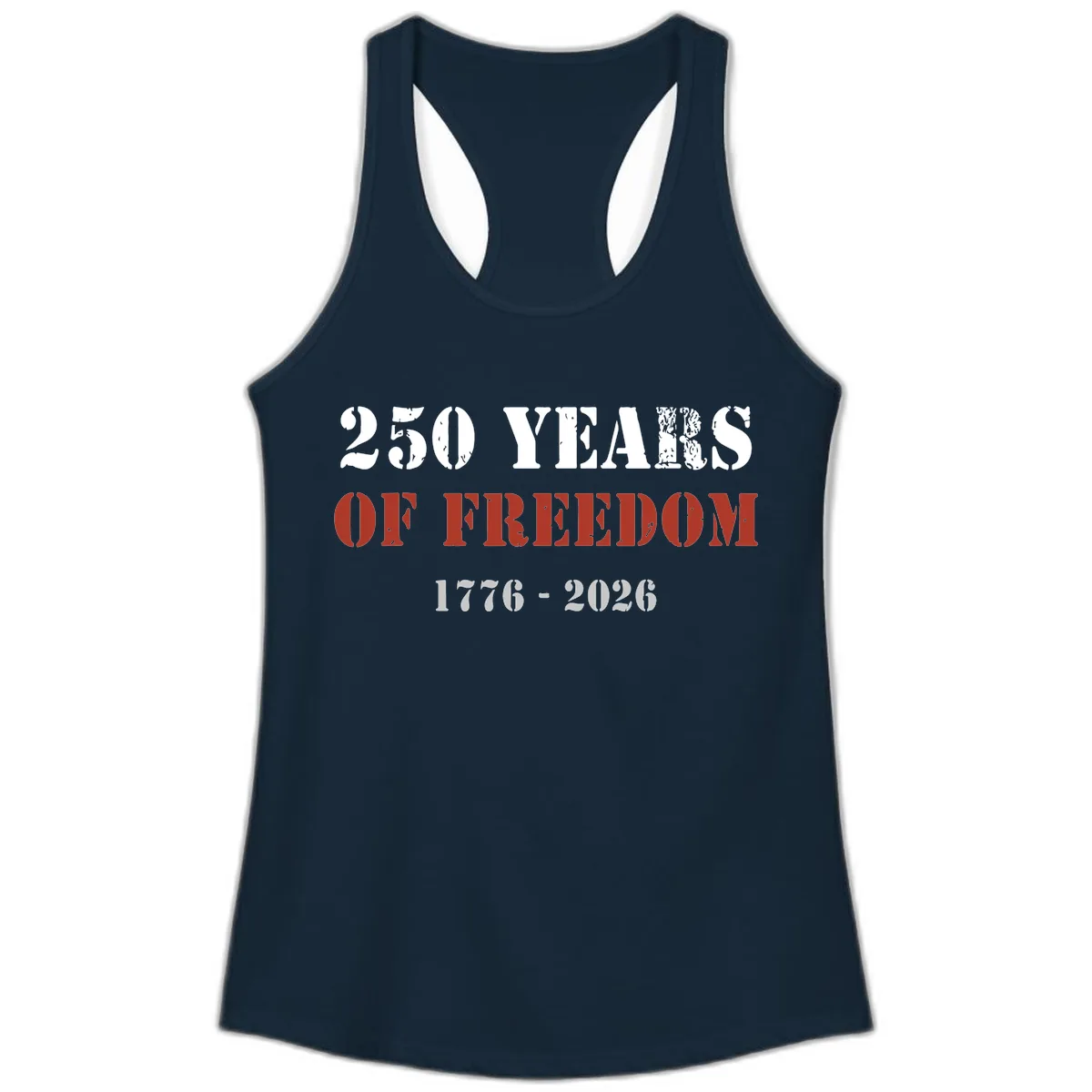 250 Years Of Freedom Celebration Ladies Tank in Solid Midnight Navy