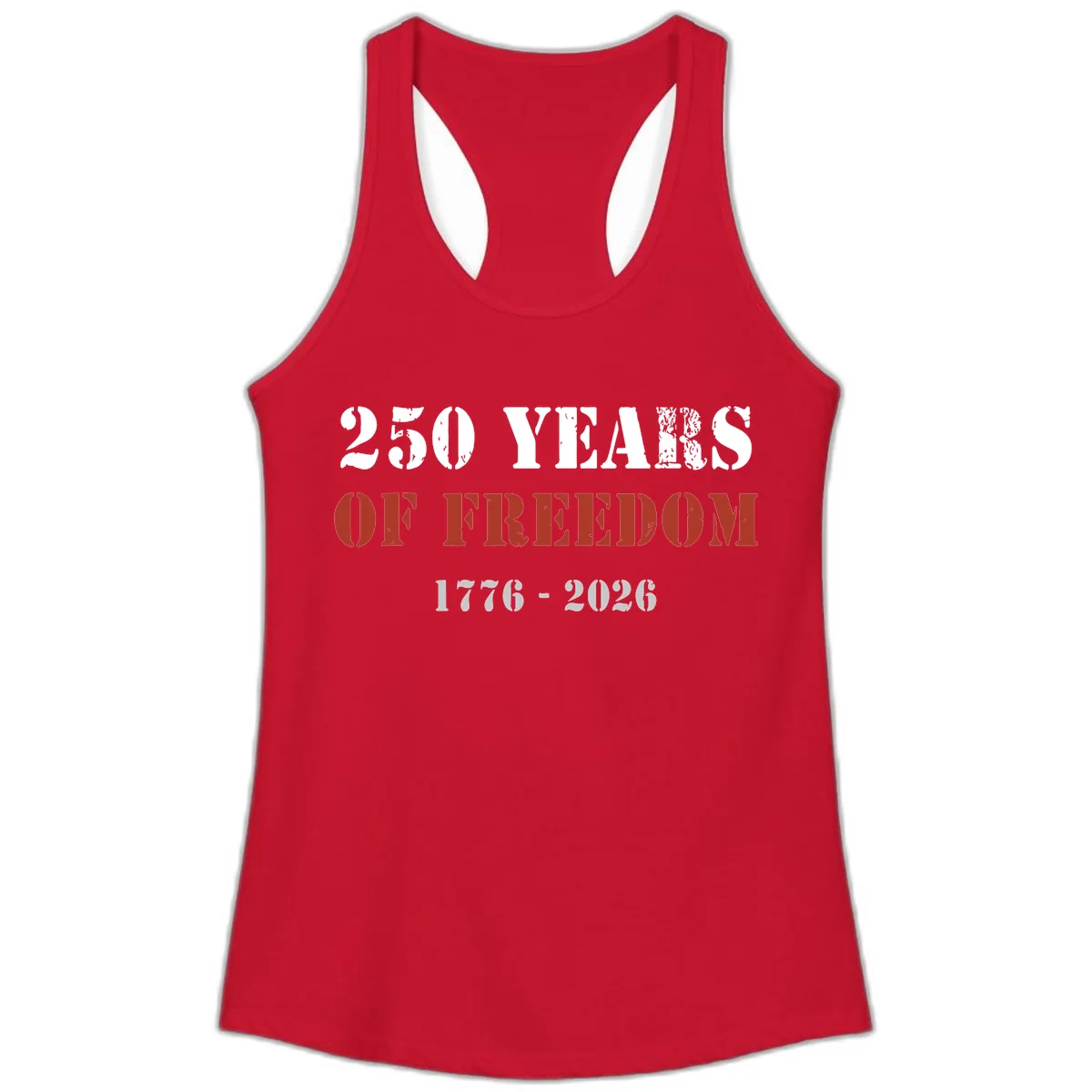 250 Years Of Freedom Celebration Ladies Tank in Solid Red