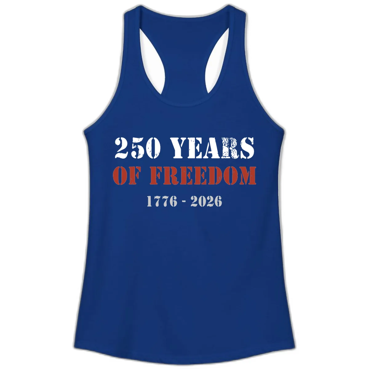 250 Years Of Freedom Celebration Ladies Tank in Solid Royal