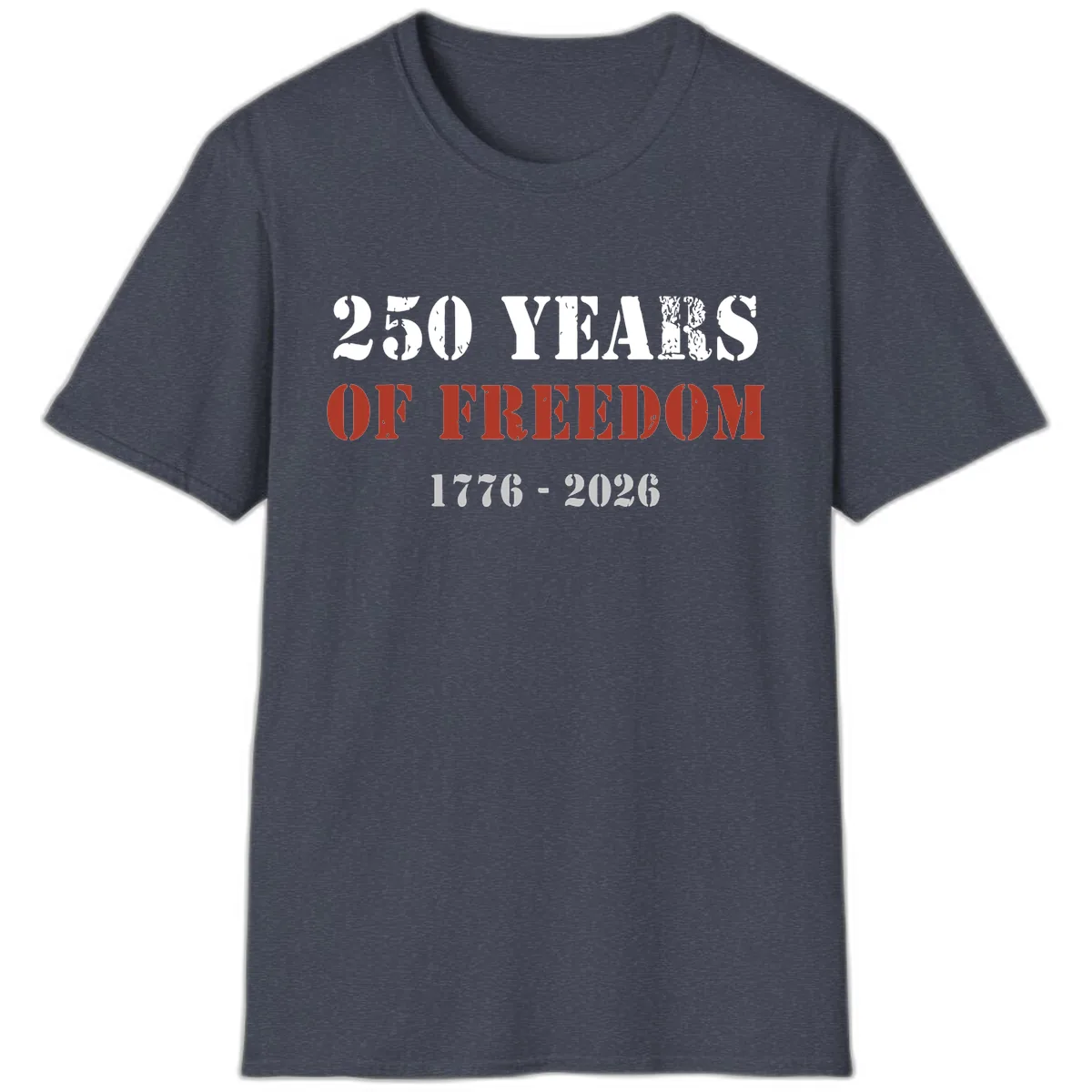 250 Years Of Freedom Celebration T-Shirt in Heather Navy