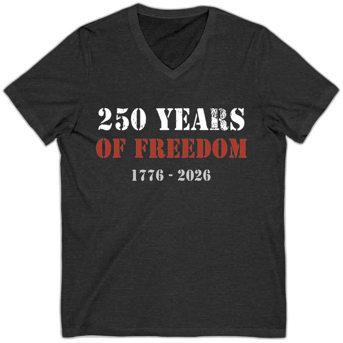 250 Years Of Freedom Celebration V-Neck in Dark Grey Heather