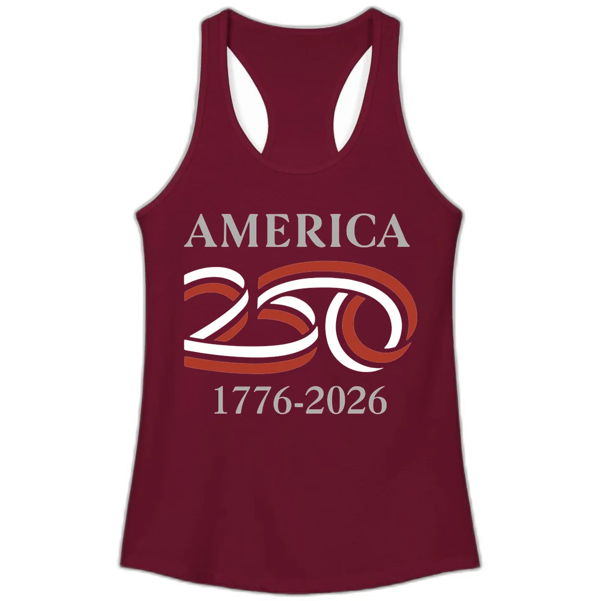 America 250th Anniversary Celebration Ladies Tank in Solid Cardinal Red