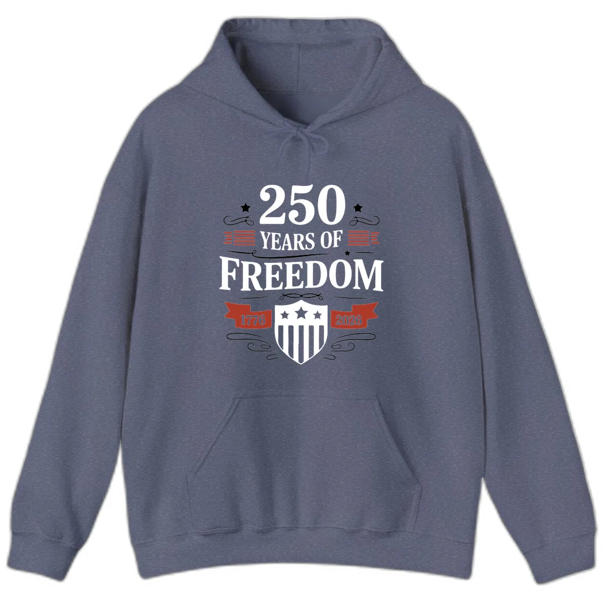 250 Years Of Freedom Celebration Hoodie in Heather Navy
