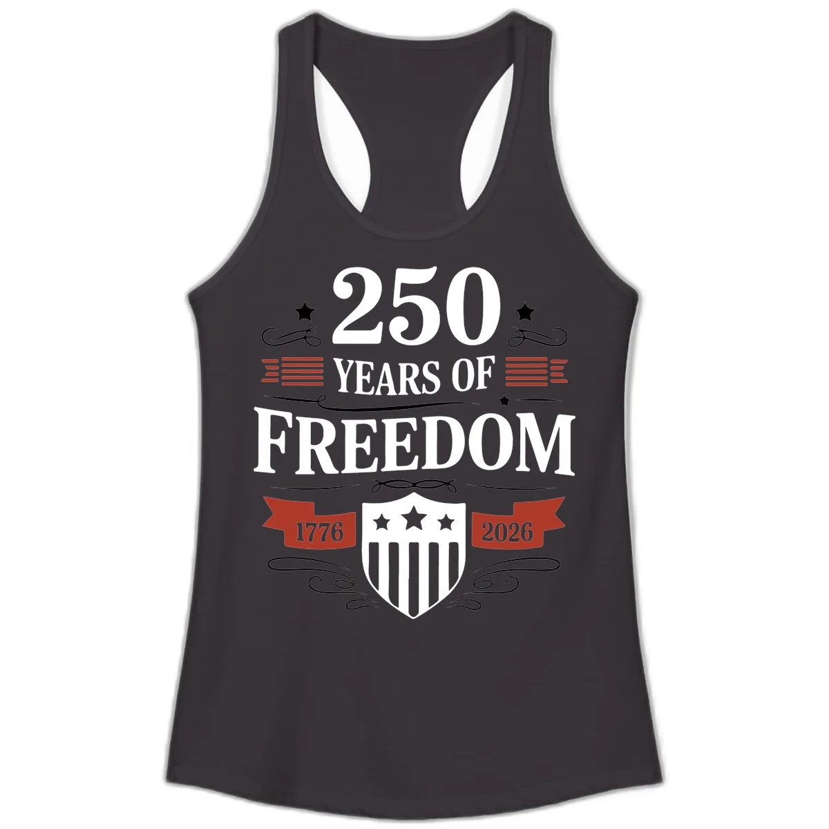 250 Years Of Freedom Celebration Ladies Tank in Black