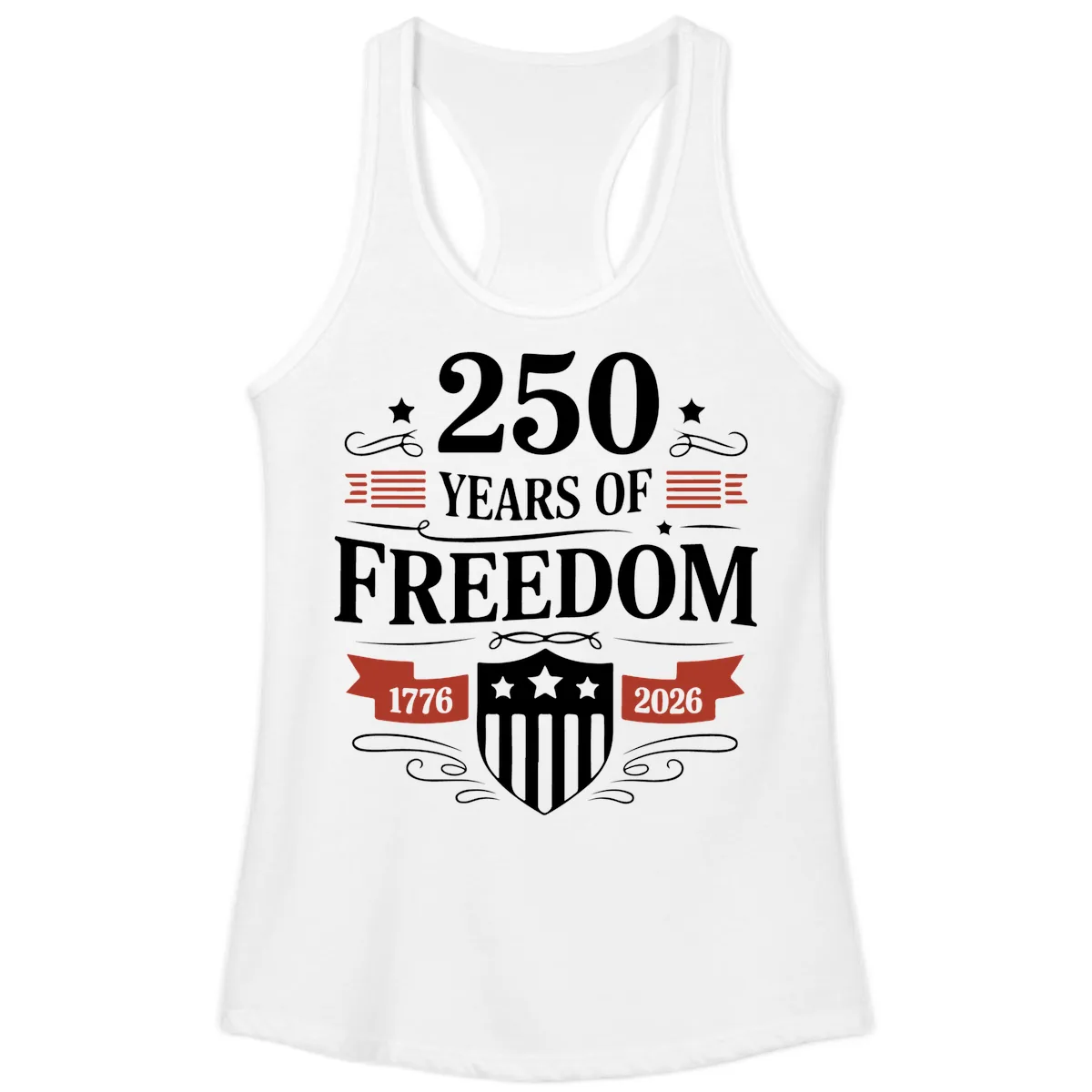 250 Years Of Freedom Celebration Ladies Tank in White
