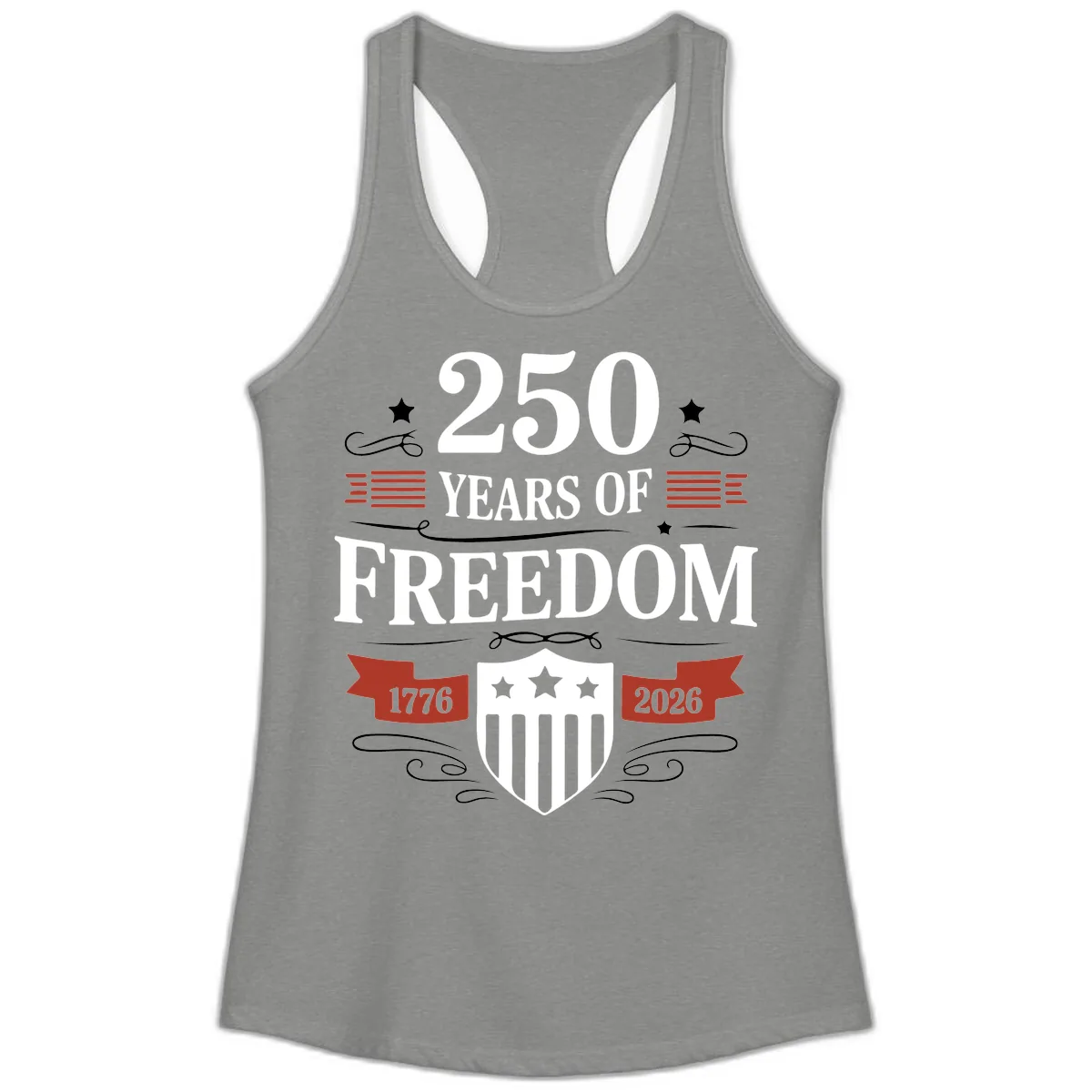 250 Years Of Freedom Celebration Ladies Tank in Heather Grey