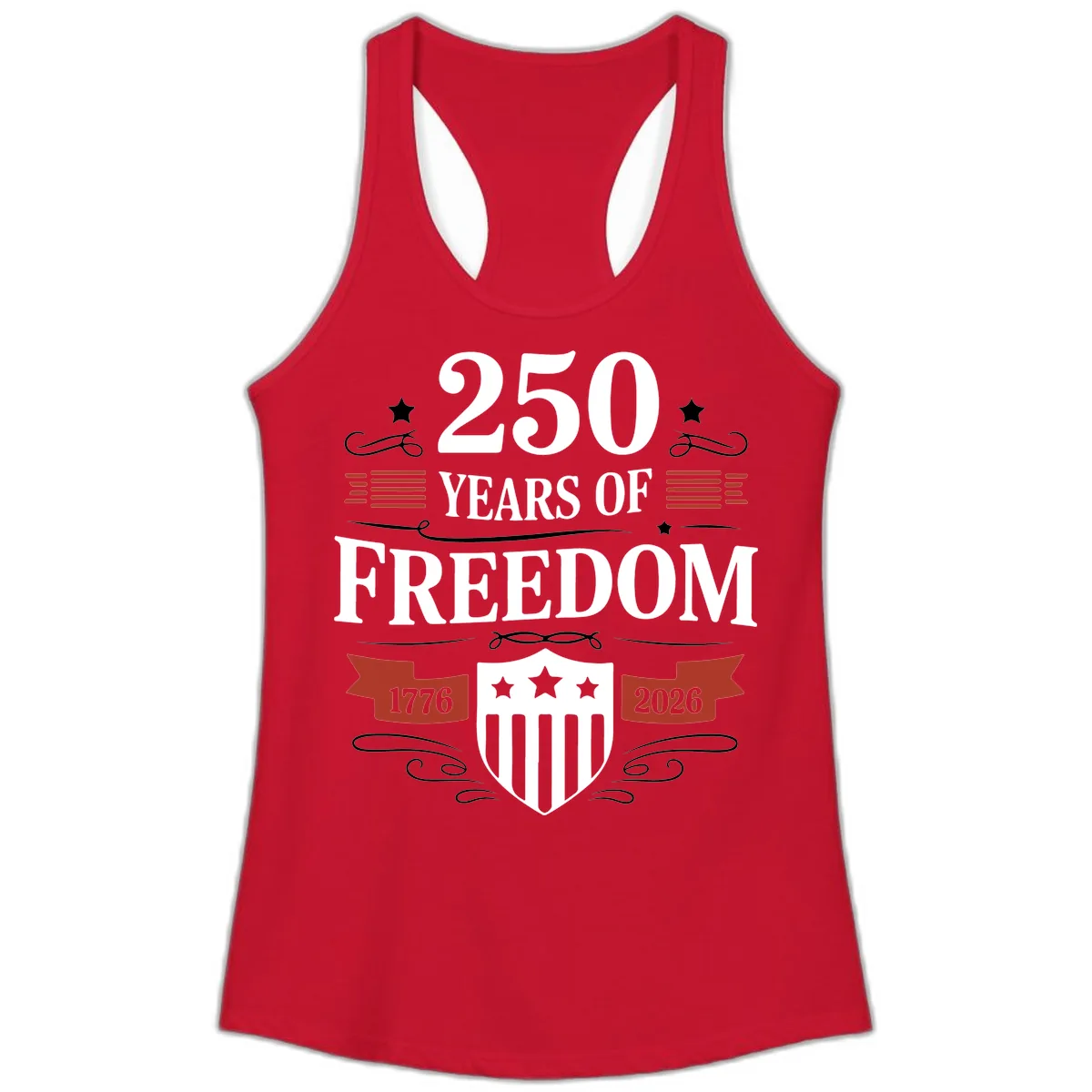 250 Years Of Freedom Celebration Ladies Tank in Solid Red
