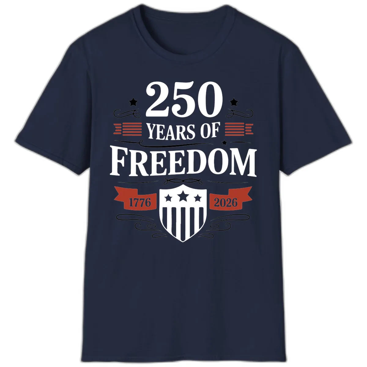 250 Years Of Freedom Celebration T-Shirt in Navy