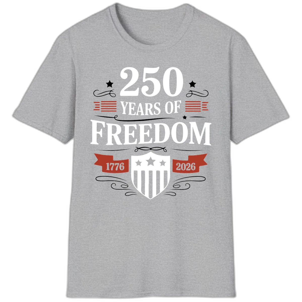 250 Years Of Freedom Celebration T-Shirt in Sport Grey