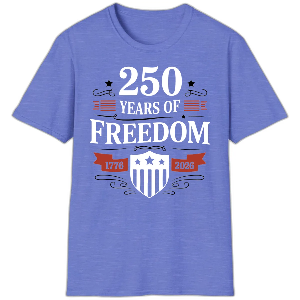 250 Years Of Freedom Celebration T-Shirt in Heather Royal