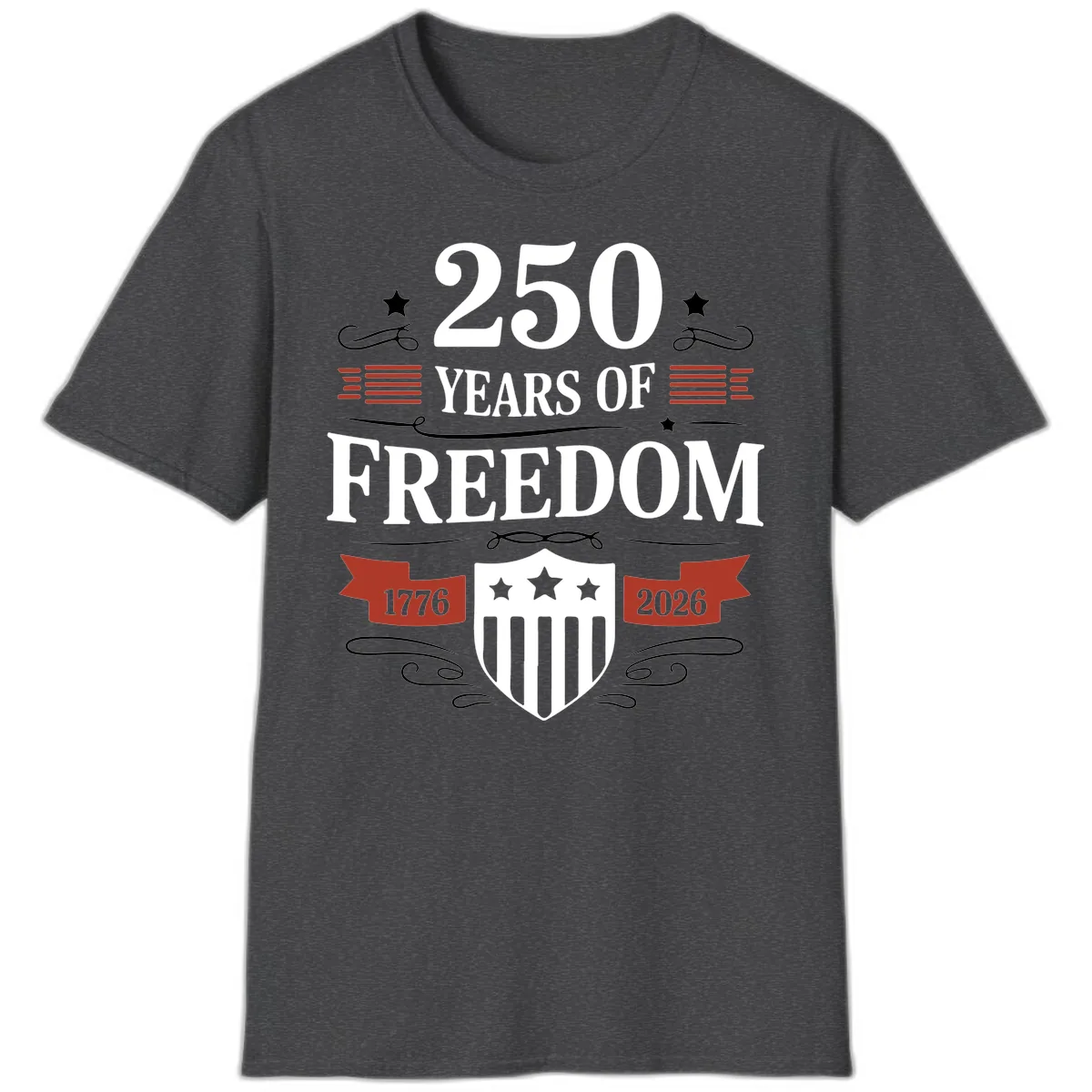 250 Years Of Freedom Celebration T-Shirt in Dark Heather