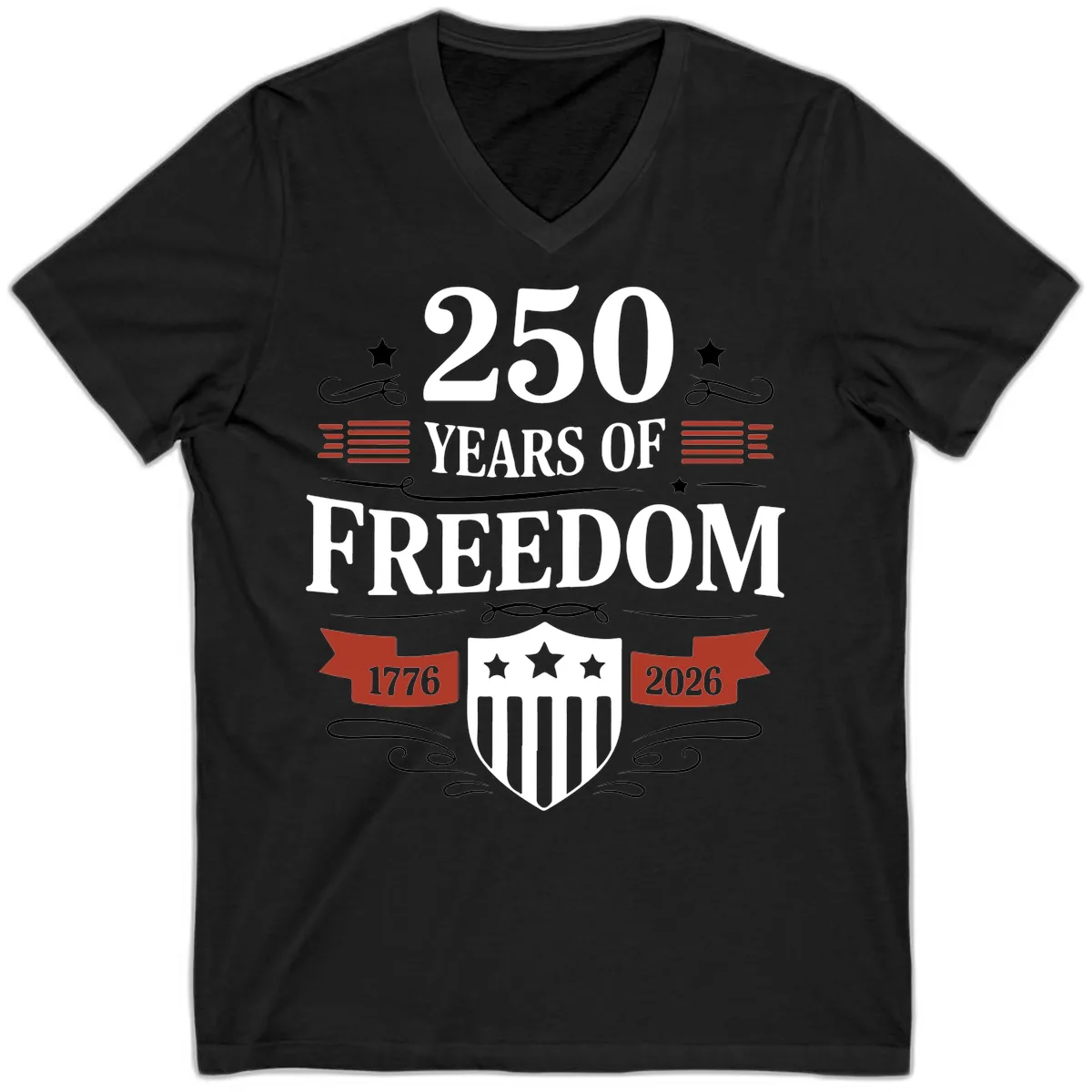 250 Years Of Freedom Celebration V-Neck in Black
