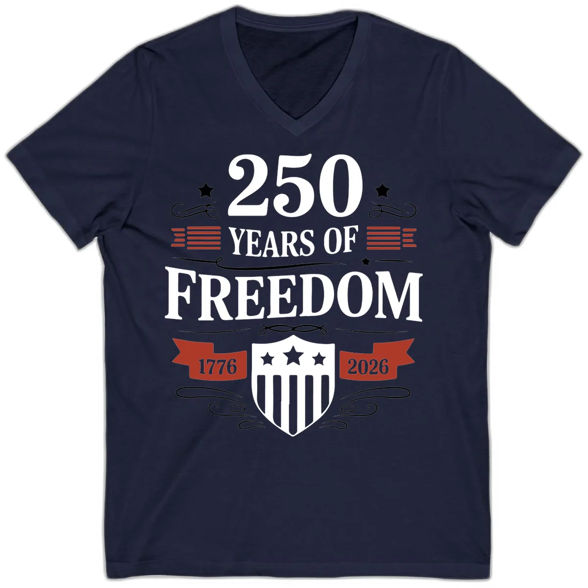 250 Years Of Freedom Celebration V-Neck in Navy