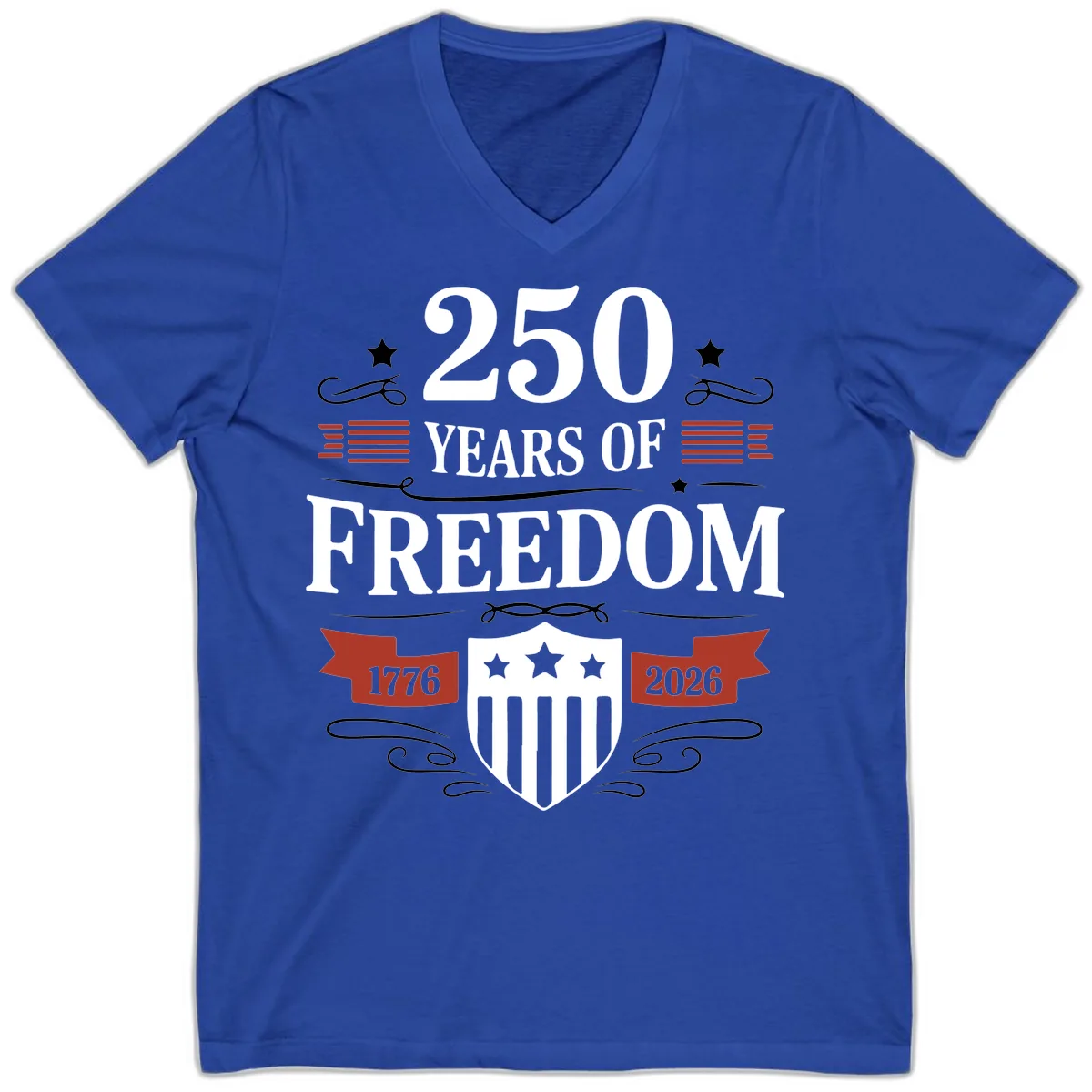 250 Years Of Freedom Celebration V-Neck in True Royal