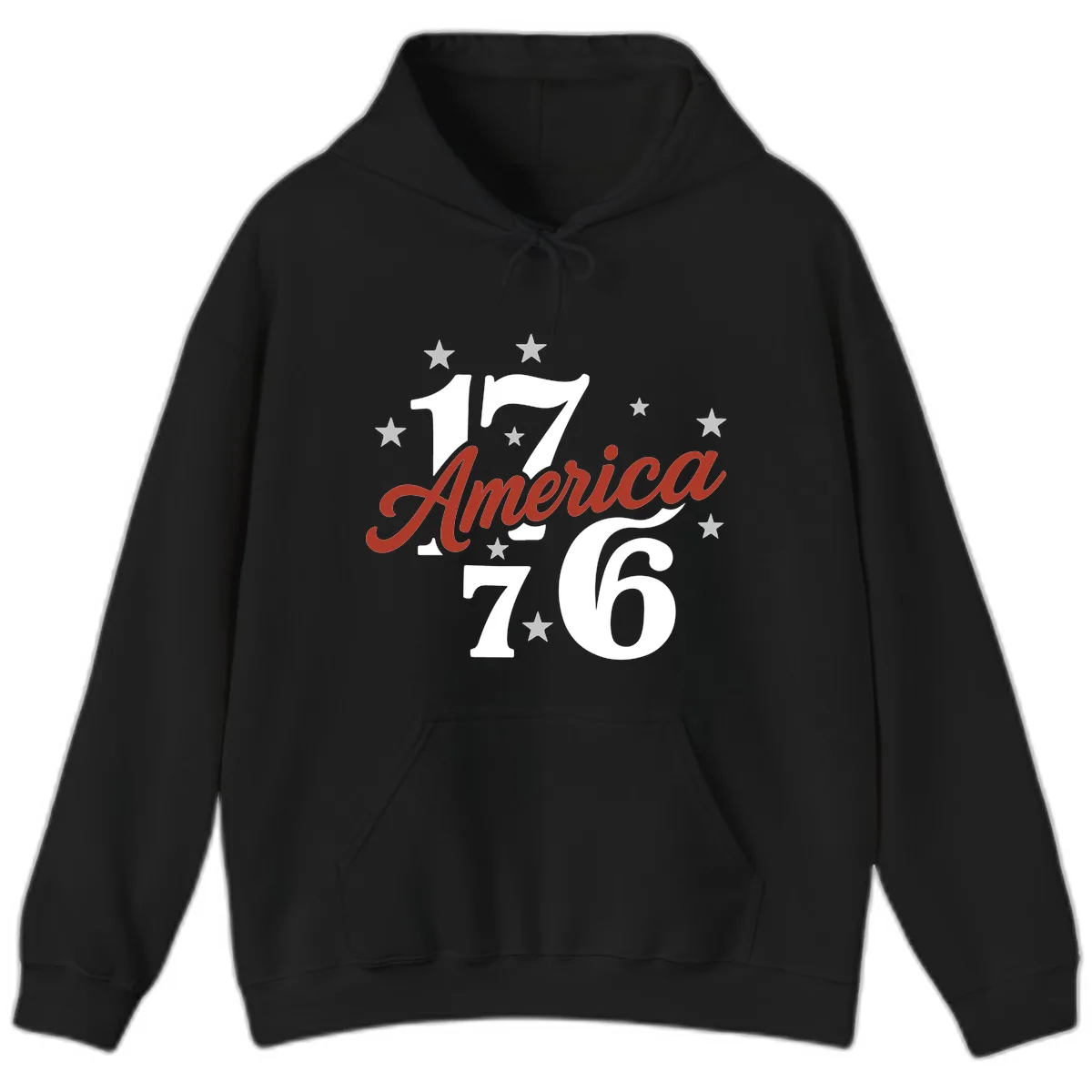 America 1776 Celebration Design Hoodie in Black