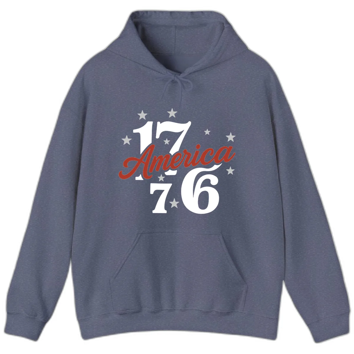 America 1776 Celebration Design Hoodie in Heather Navy