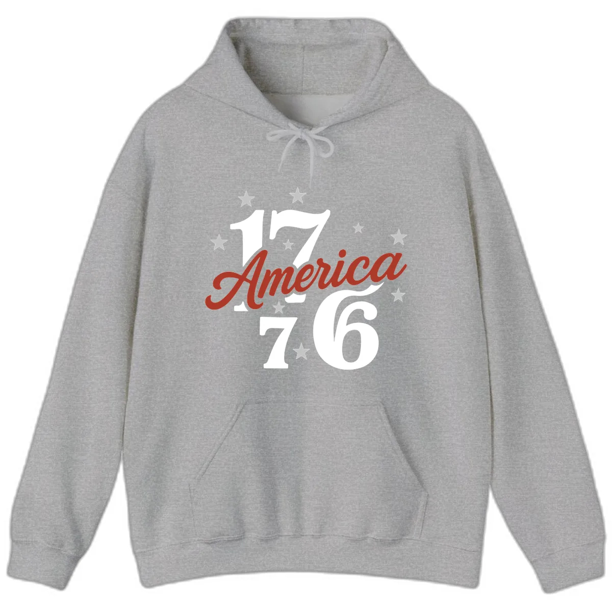 America 1776 Celebration Design Hoodie in Sport Grey