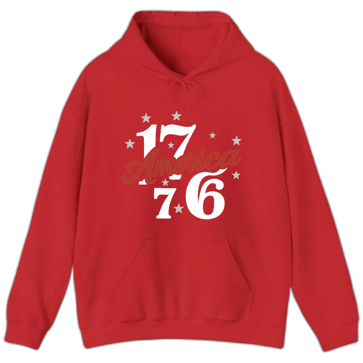 America 1776 Celebration Design Hoodie in Red