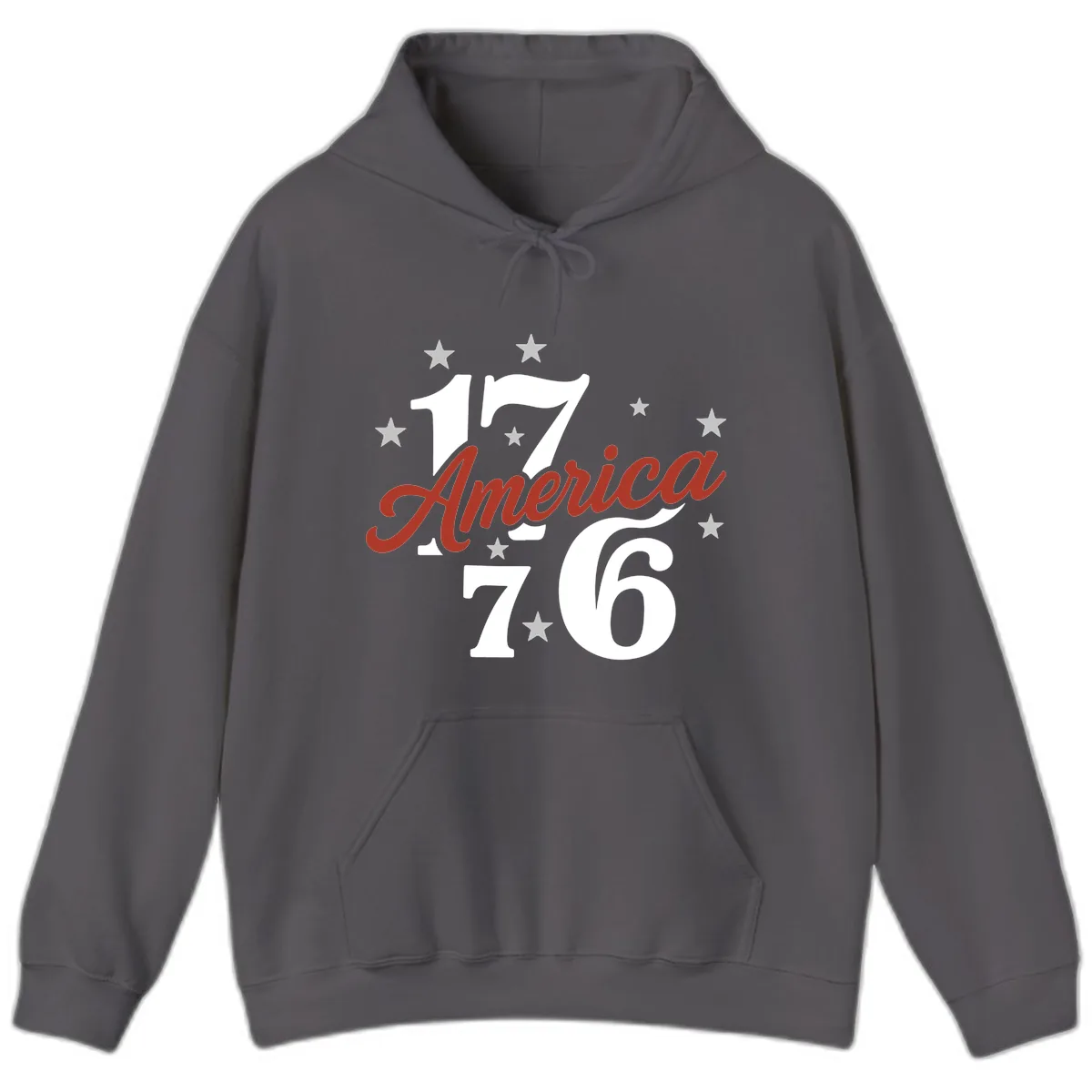 America 1776 Celebration Design Hoodie in Charcoal