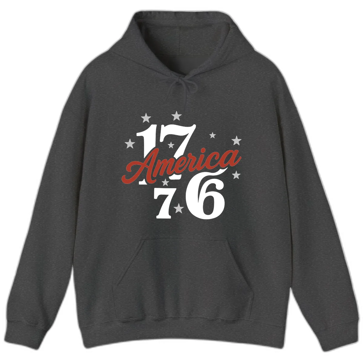 America 1776 Celebration Design Hoodie in Dark Heather