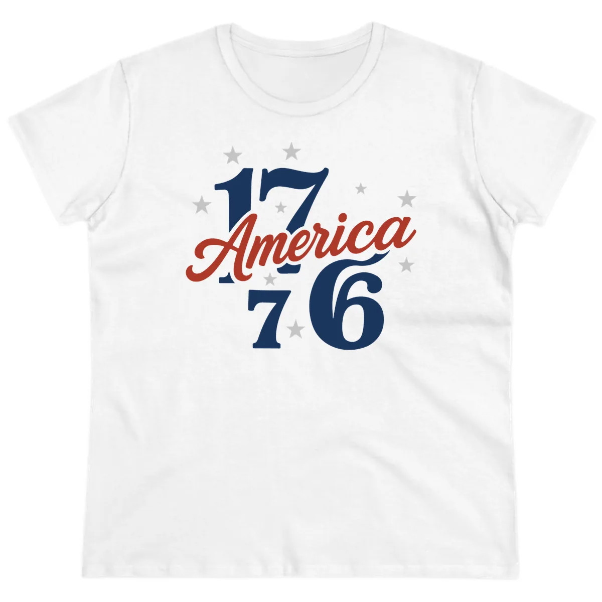 America 1776 Celebration Design Ladies Tee in White
