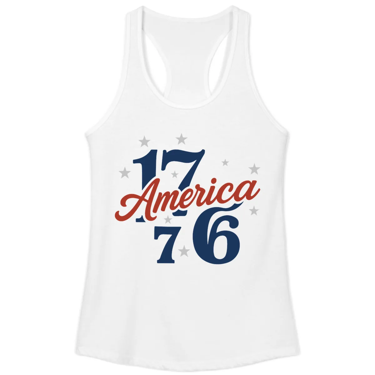 America 1776 Celebration Design Ladies Tank in White