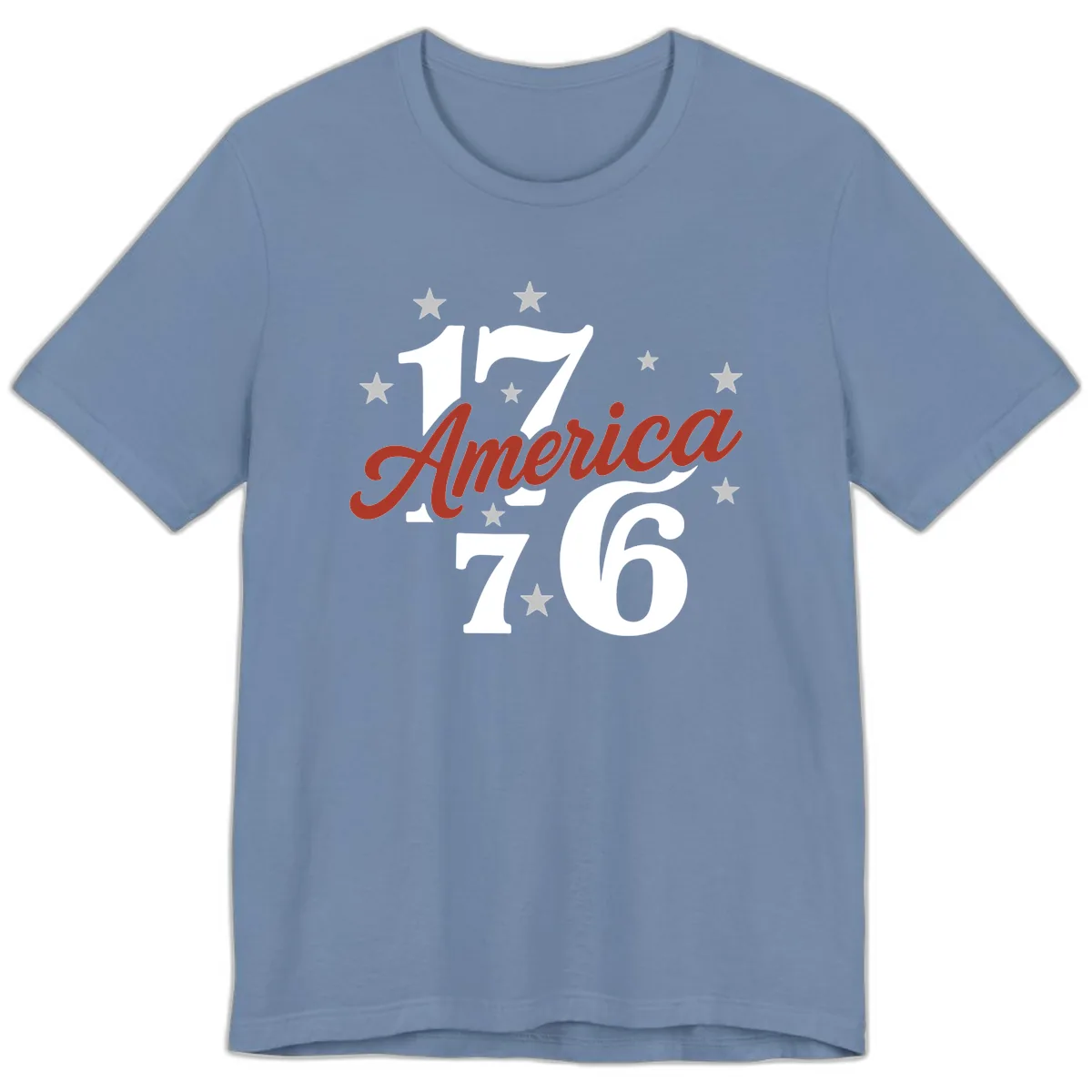 America 1776 Celebration Design Premium T-Shirt in Steel Blue