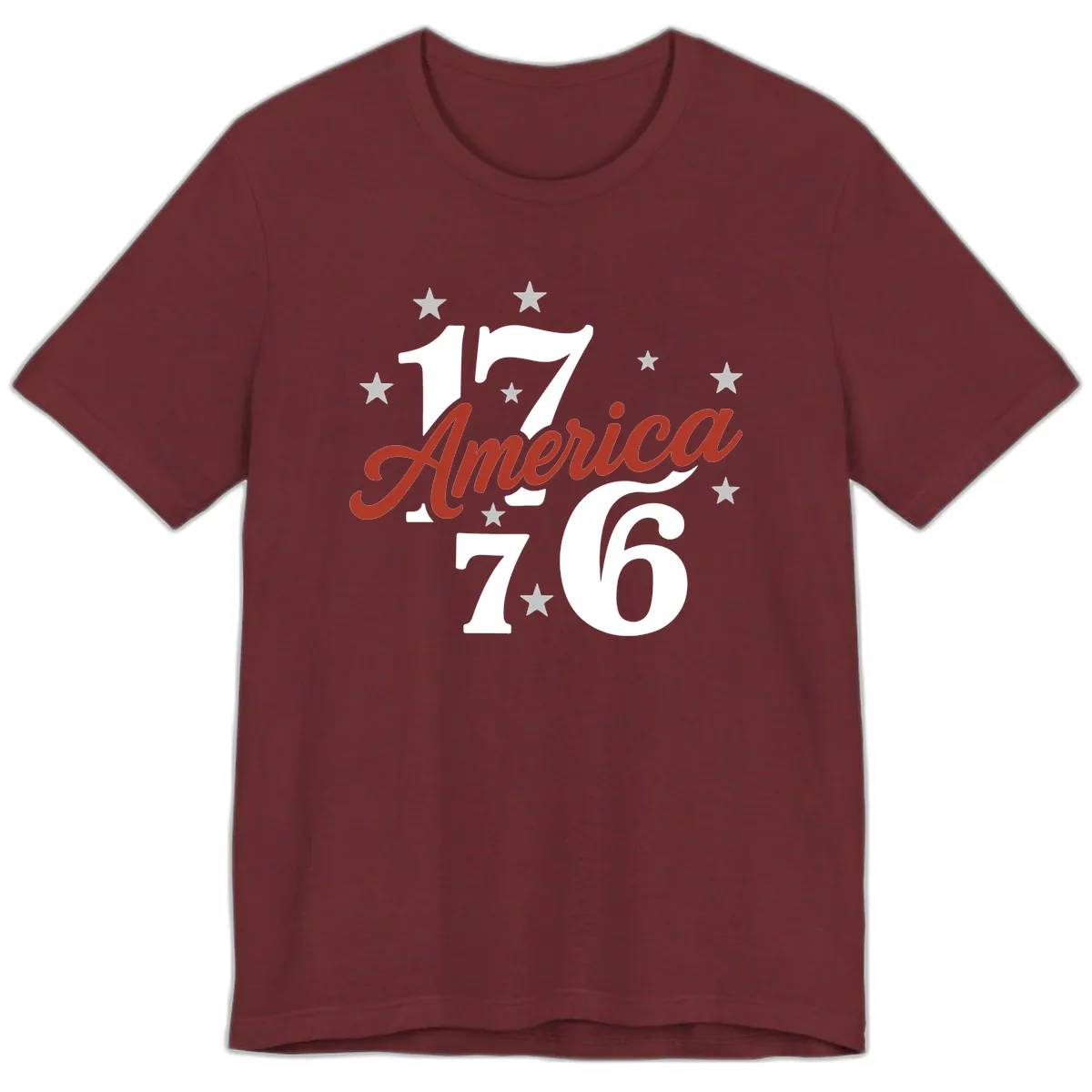 America 1776 Celebration Design Premium T-Shirt in Heather Cardinal