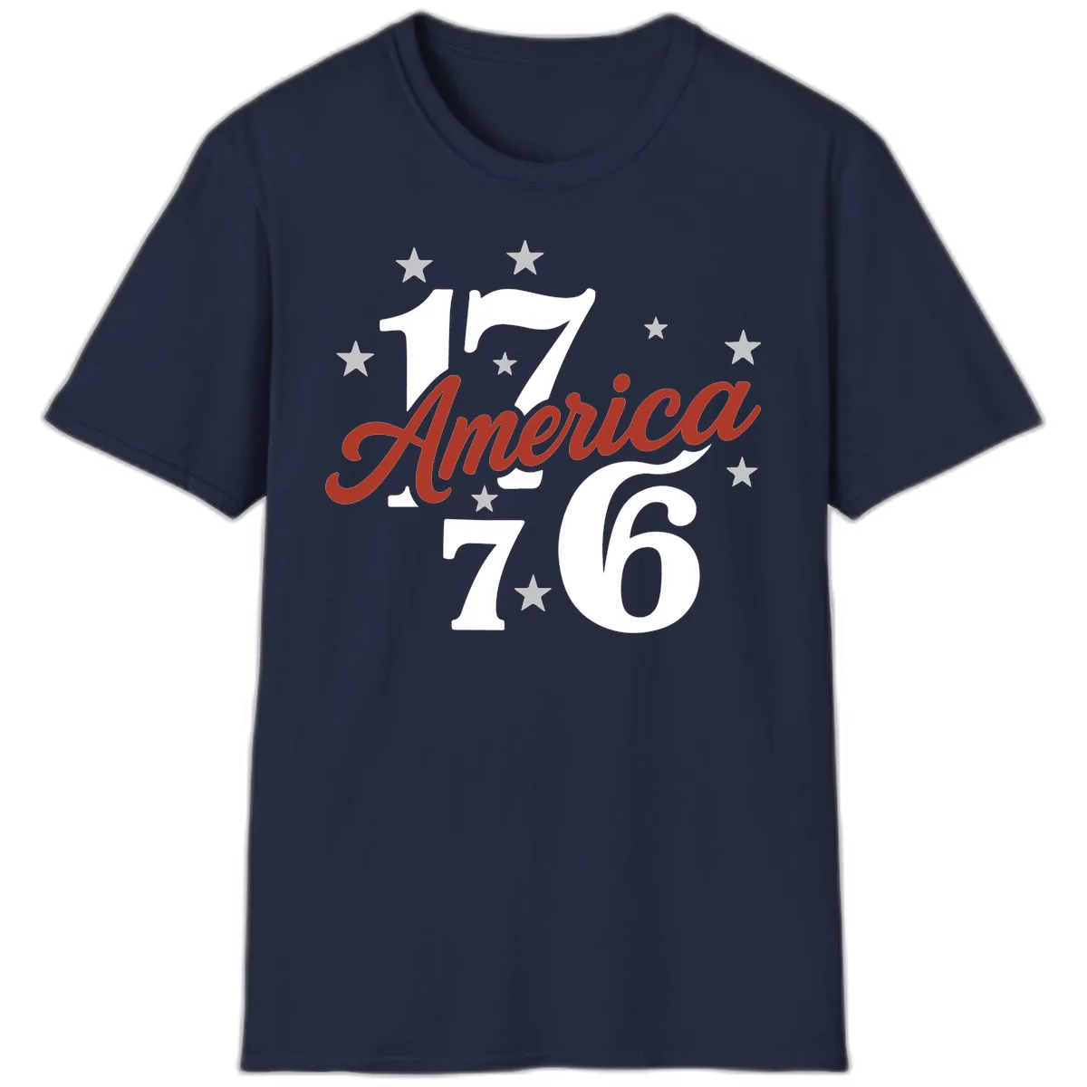 America 1776 Celebration Design T-Shirt in Navy