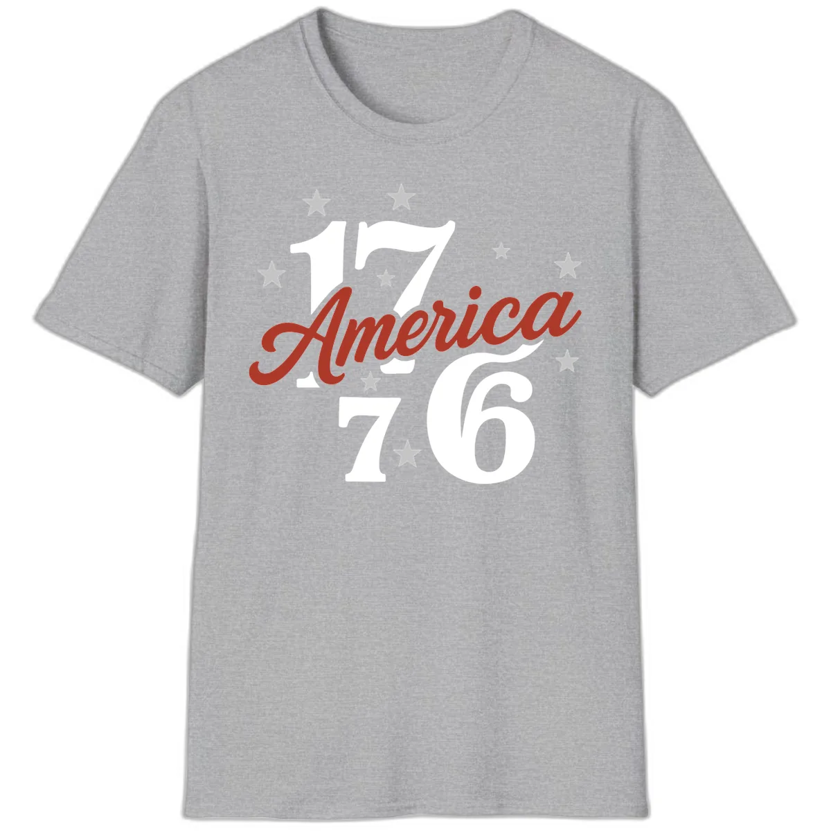 America 1776 Celebration Design T-Shirt in Sport Grey