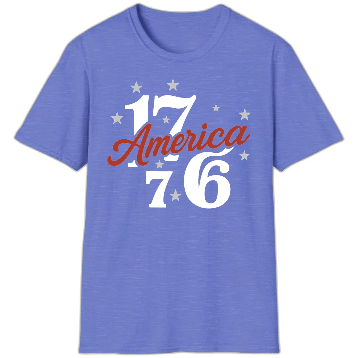 America 1776 Celebration Design T-Shirt in Heather Royal