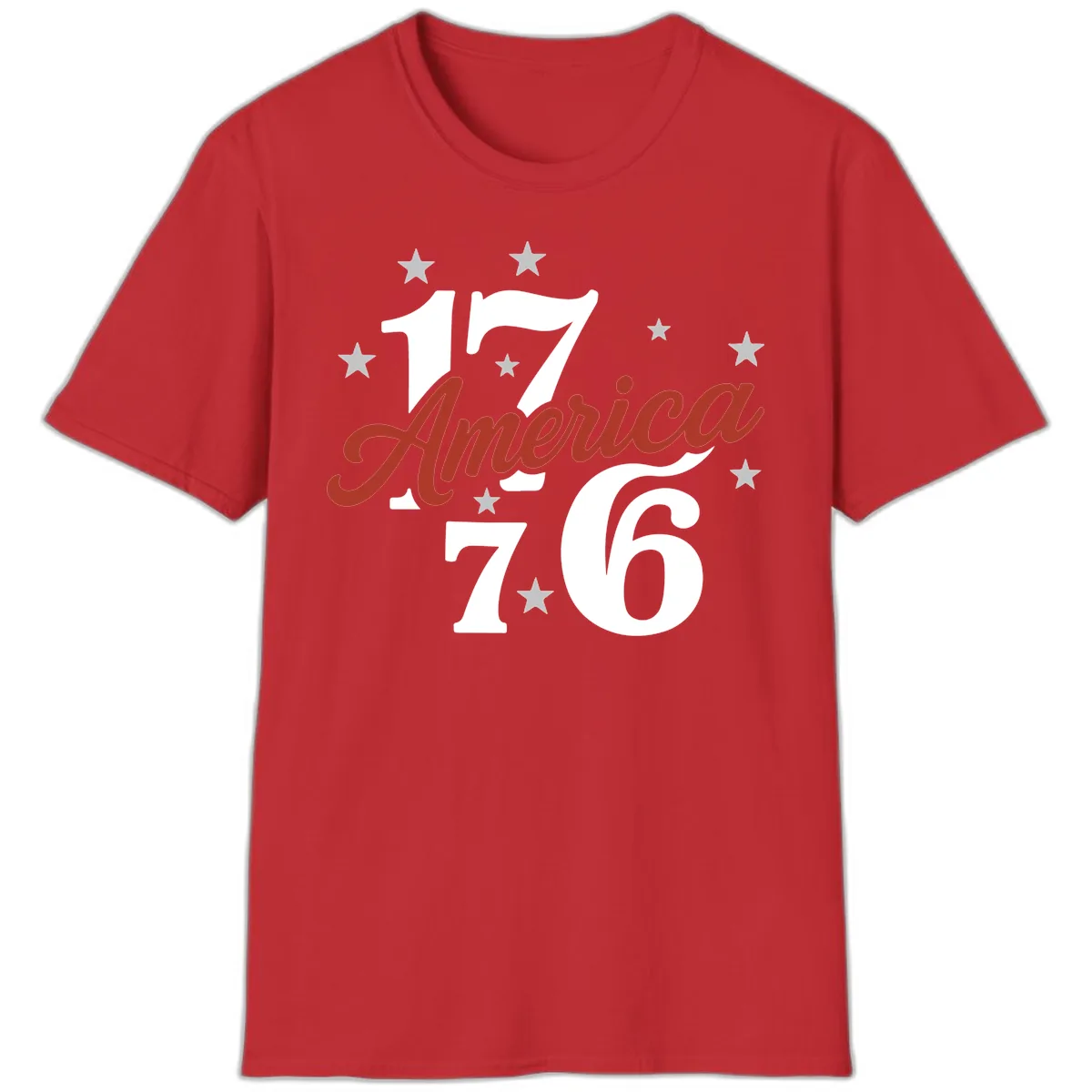 America 1776 Celebration Design T-Shirt in Red
