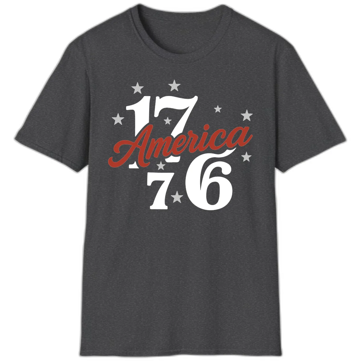 America 1776 Celebration Design T-Shirt in Dark Heather