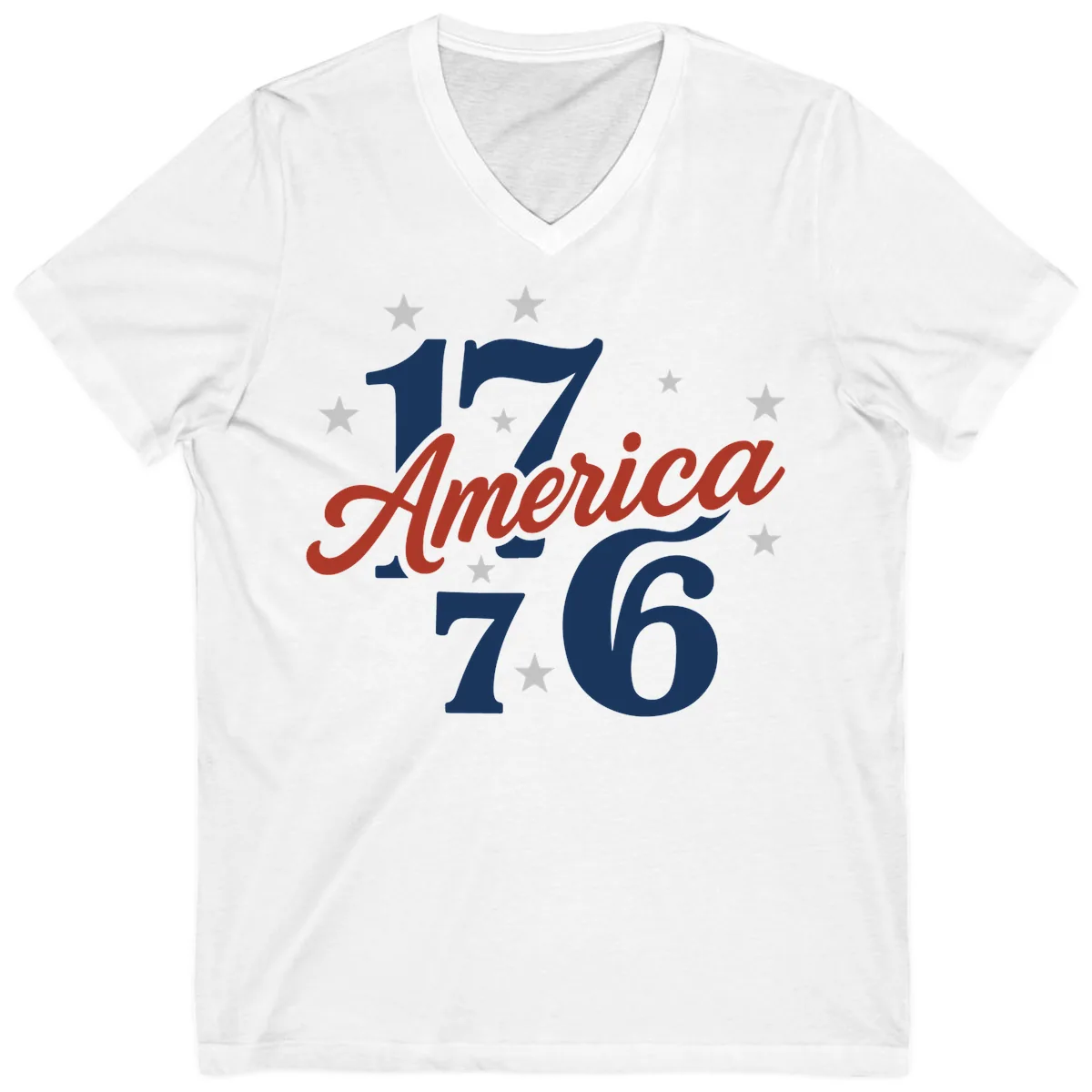 America 1776 Celebration Design V-Neck in White