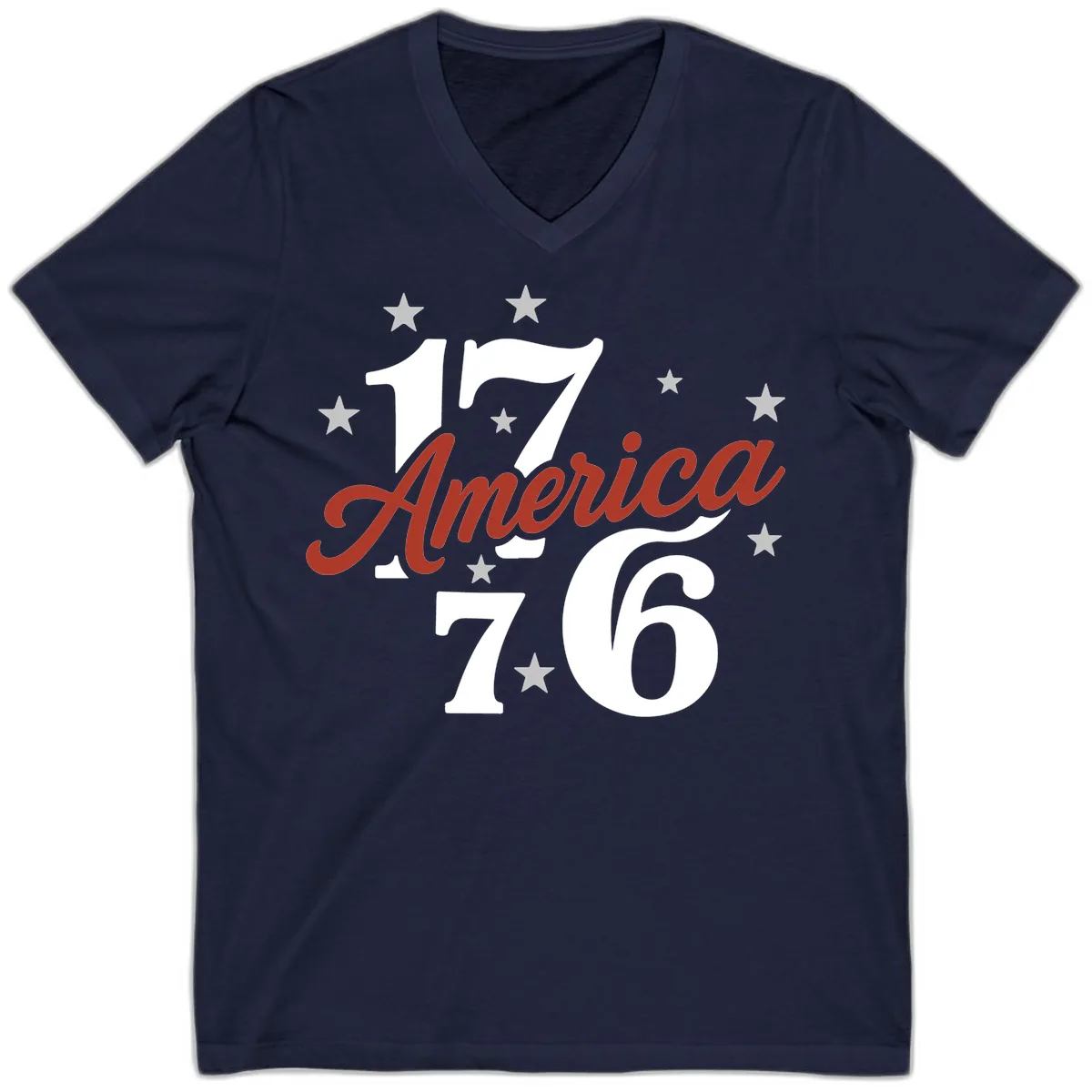 America 1776 Celebration Design V-Neck in Navy