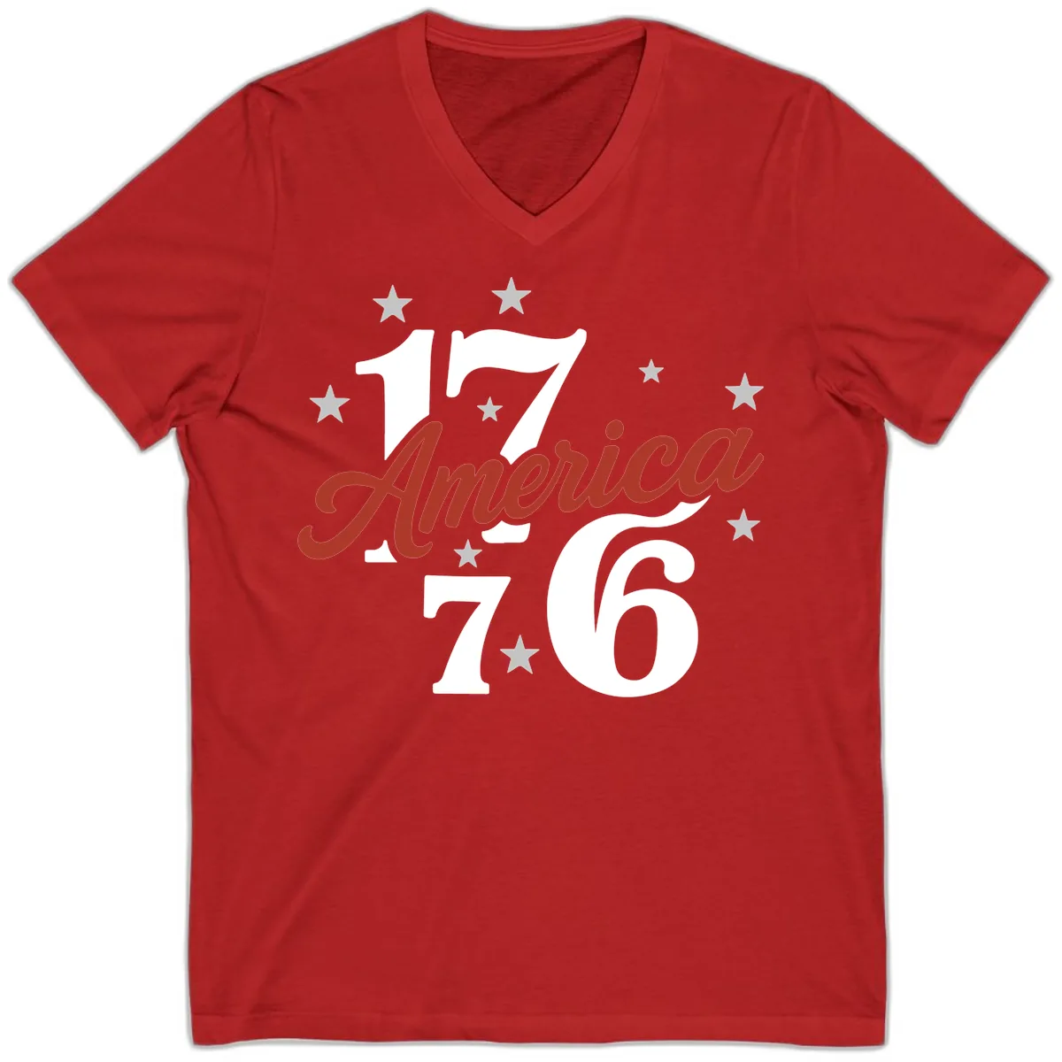 America 1776 Celebration Design V-Neck in Red